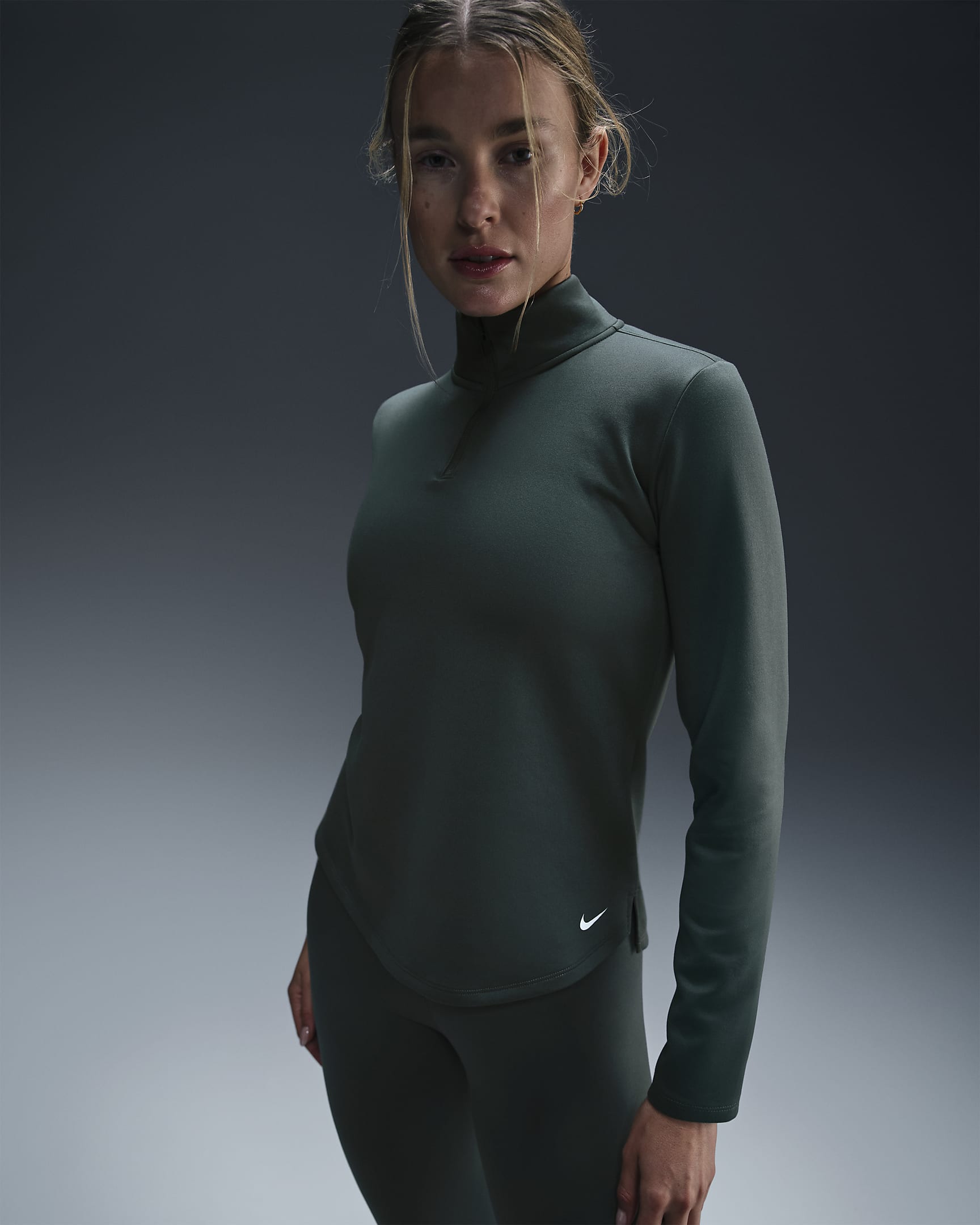 Nike Therma-FIT One Women's Long-Sleeve 1/2-Zip Top - Vintage Green/White