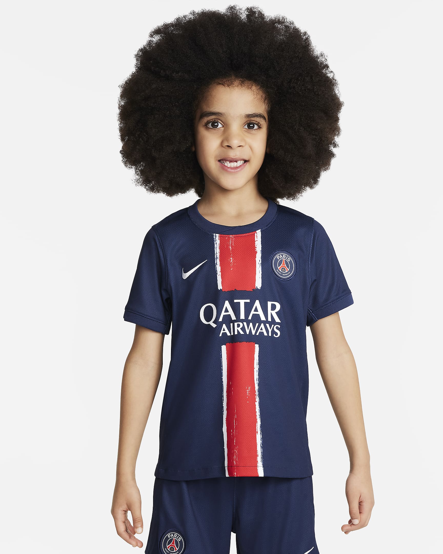 Ensemble 3 pièces replica Nike Football Paris Saint-Germain 2024/25 Stadium Domicile pour enfant - Midnight Navy/Midnight Navy/Blanc