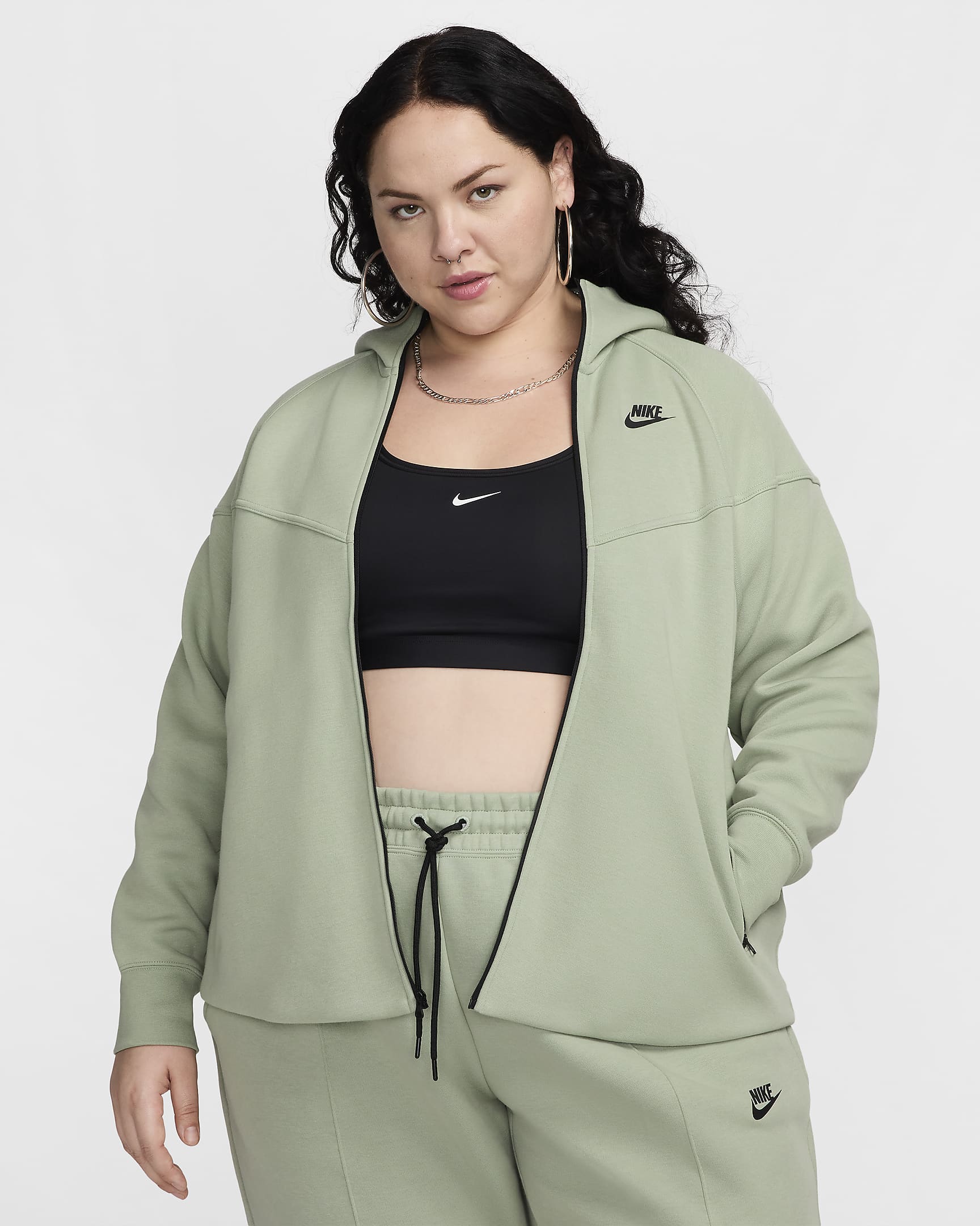 Nike Sportswear Tech Fleece Windrunner Women's Full-Zip Hoodie (Plus Size) - Jade Horizon/Black