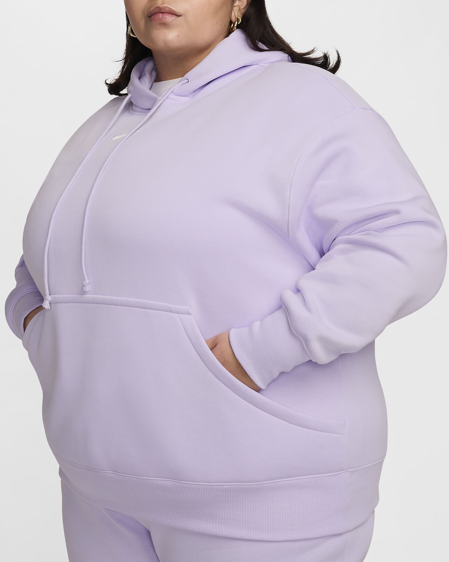 Nike Sportswear Phoenix Fleece Sudadera con capucha oversize de tejido Fleece (Talla grande) - Mujer - Violet Mist/Sail