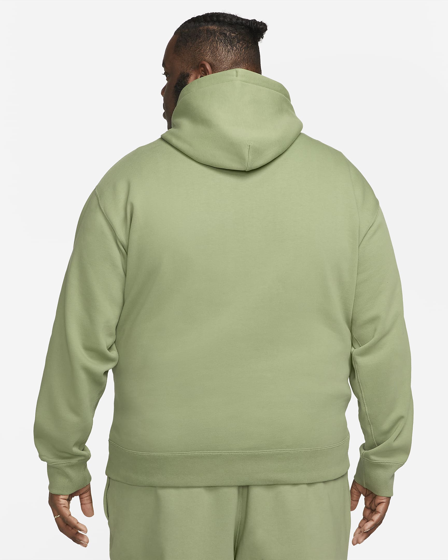 Nike Solo Swoosh Men's Fleece Pullover Hoodie - Oil Green/White