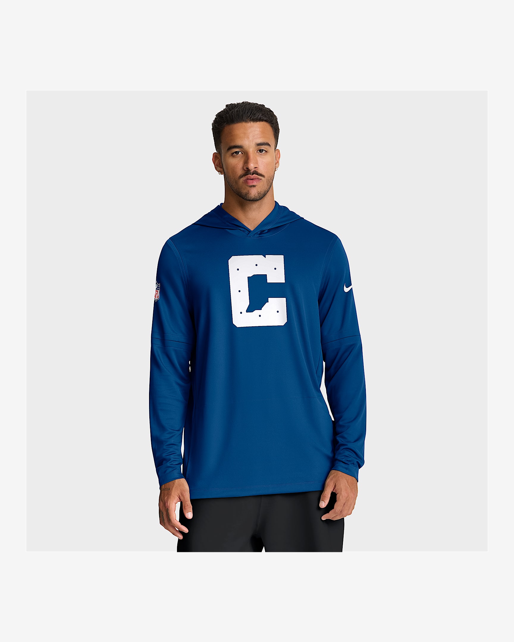 Indianapolis Colts Option Read Men's Nike Dri-FIT NFL Long-Sleeve Hooded Top - Blue