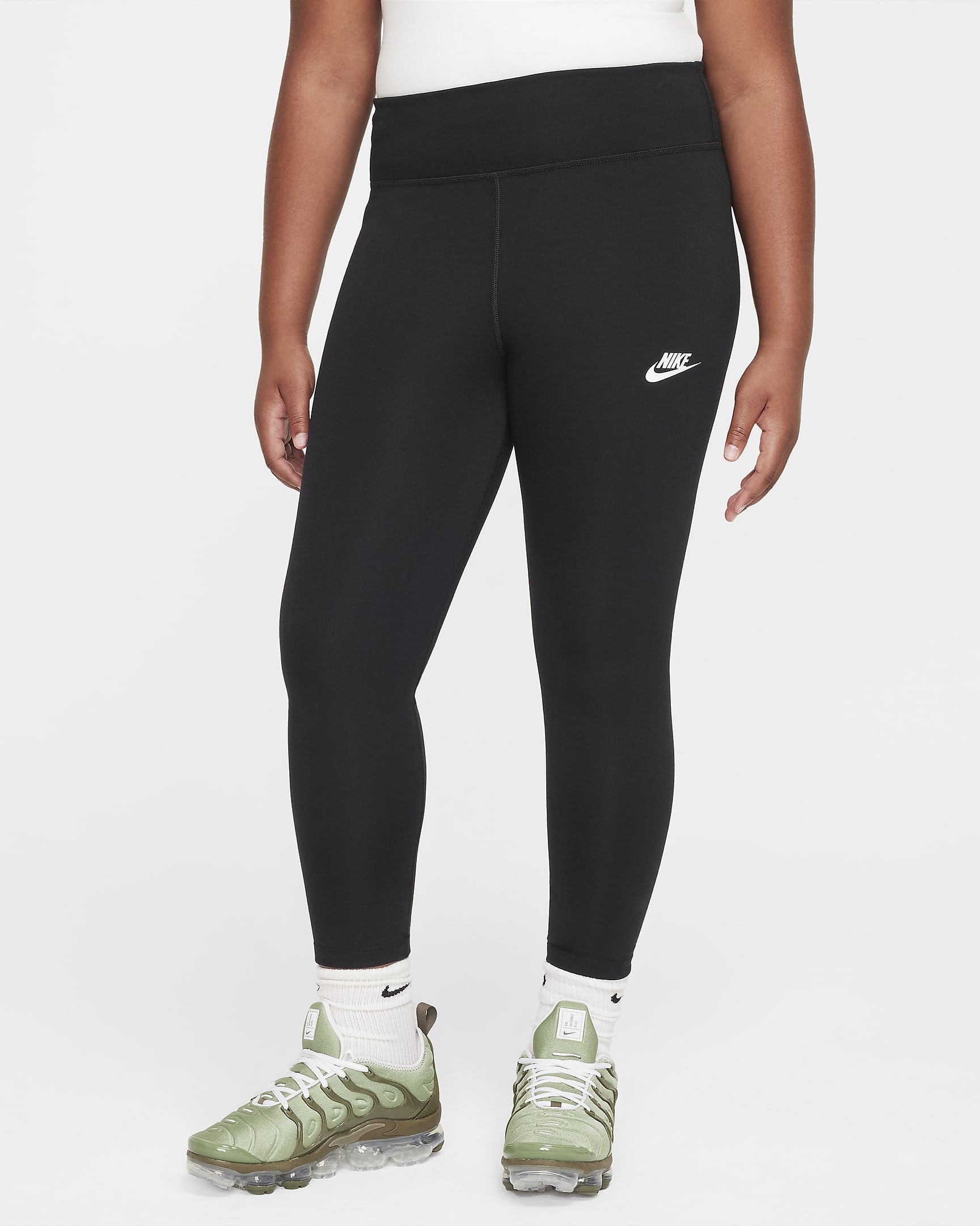 Leggings de tiro alto para niña talla grande (talla amplia) Nike Sportswear Classic - Negro/Blanco