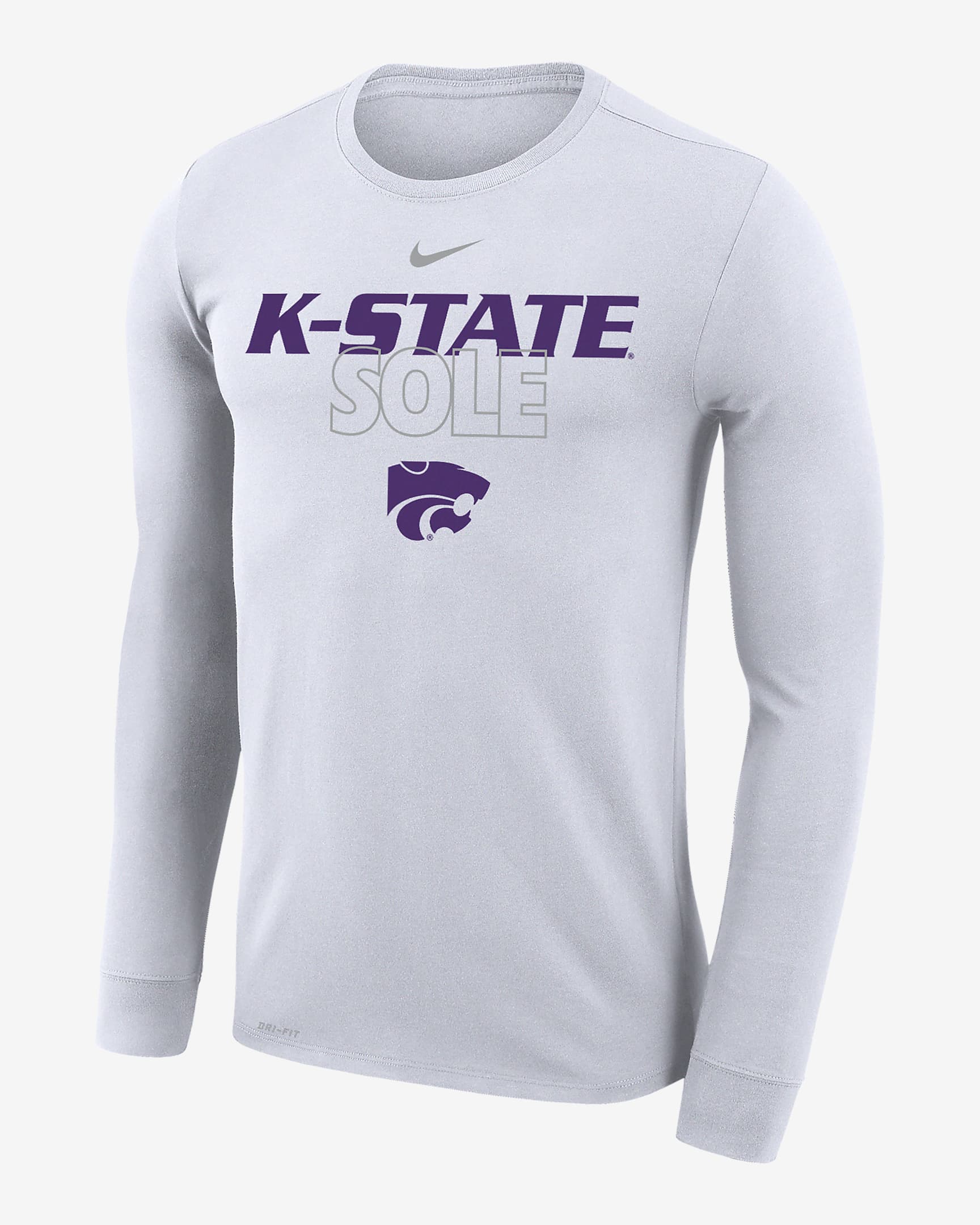 Kansas State Legend Men's Nike Dri-FIT College Long-Sleeve T-Shirt - White/Purple