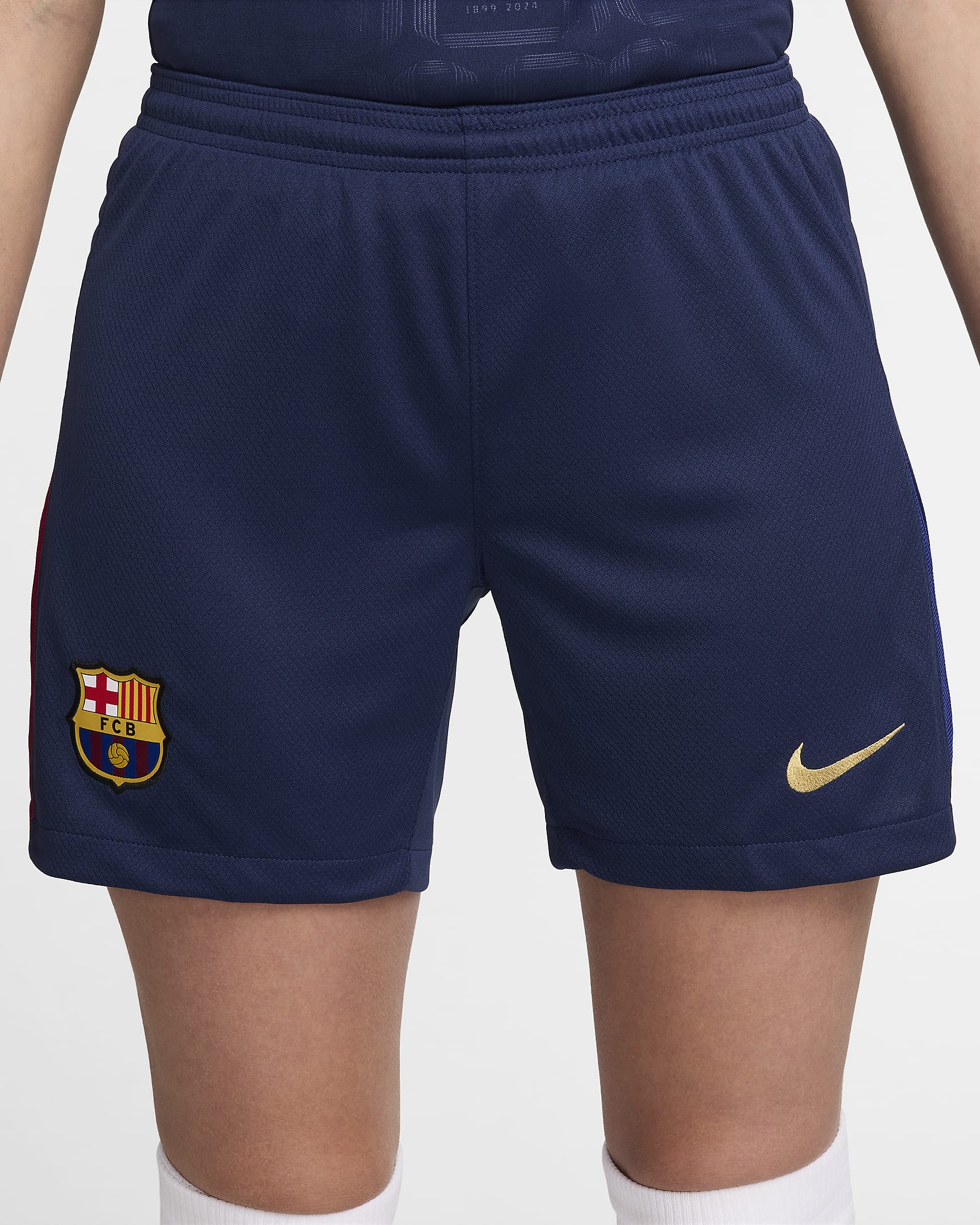 Γυναικείο ποδοσφαιρικό σορτς Nike Dri-FIT Replica εντός έδρας Μπαρτσελόνα 2023/24 Stadium - Midnight Navy/Noble Red/Deep Royal Blue/Club Gold