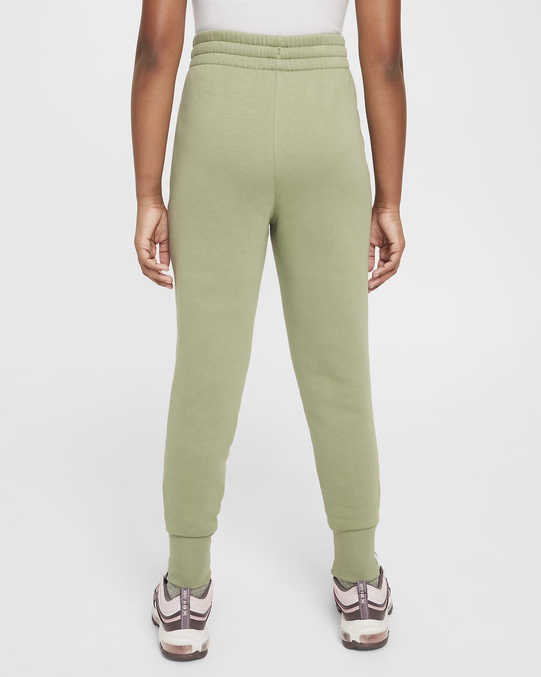 Nike Sportswear Club Fleece Older Kids' (Girls') High-Waisted Fitted Trousers - Oil Green/Oil Green/White