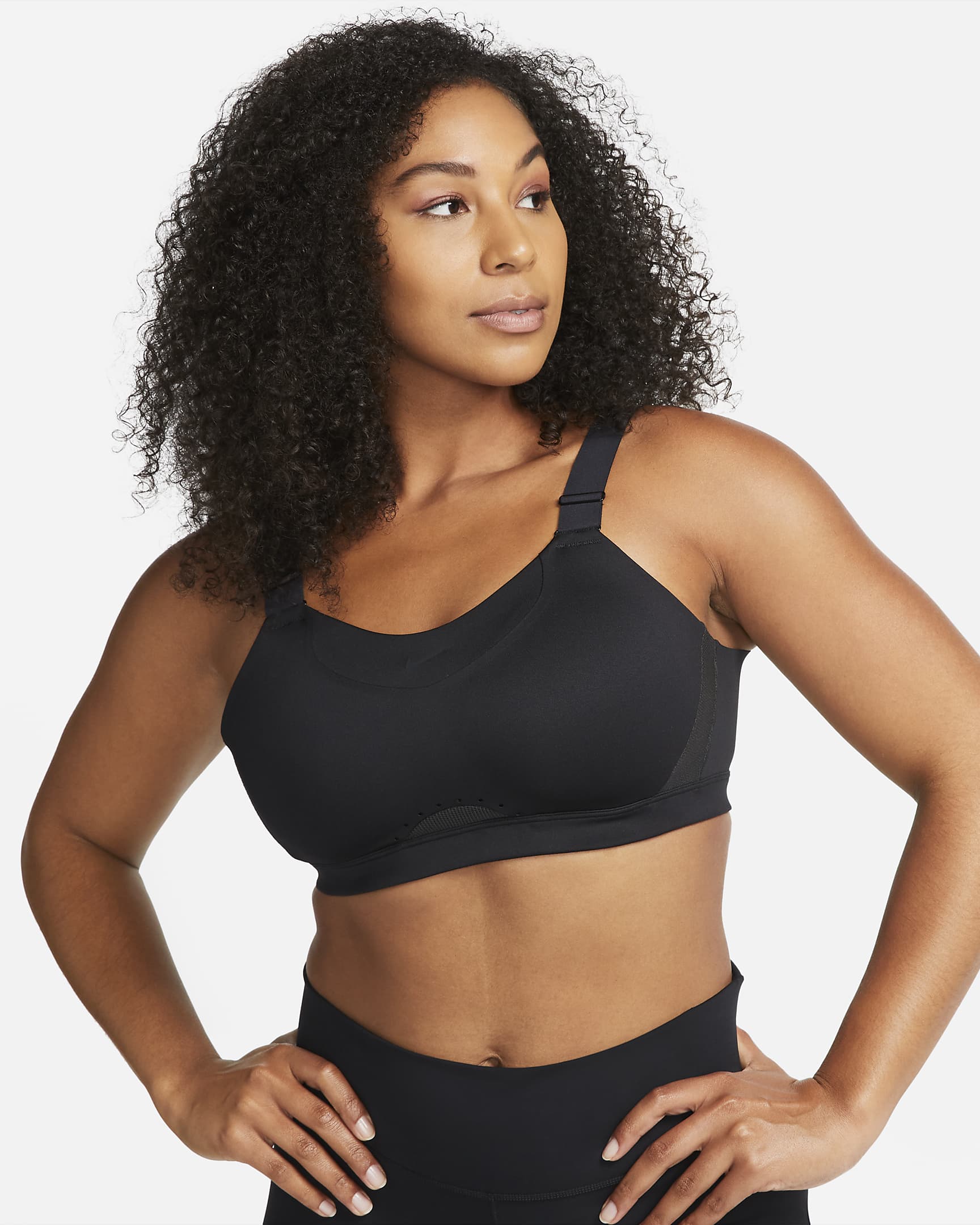 Brassière de sport rembourrée ajustable à maintien supérieur Nike Alpha pour femme - Noir/Noir/Dark Smoke Grey/Dark Smoke Grey