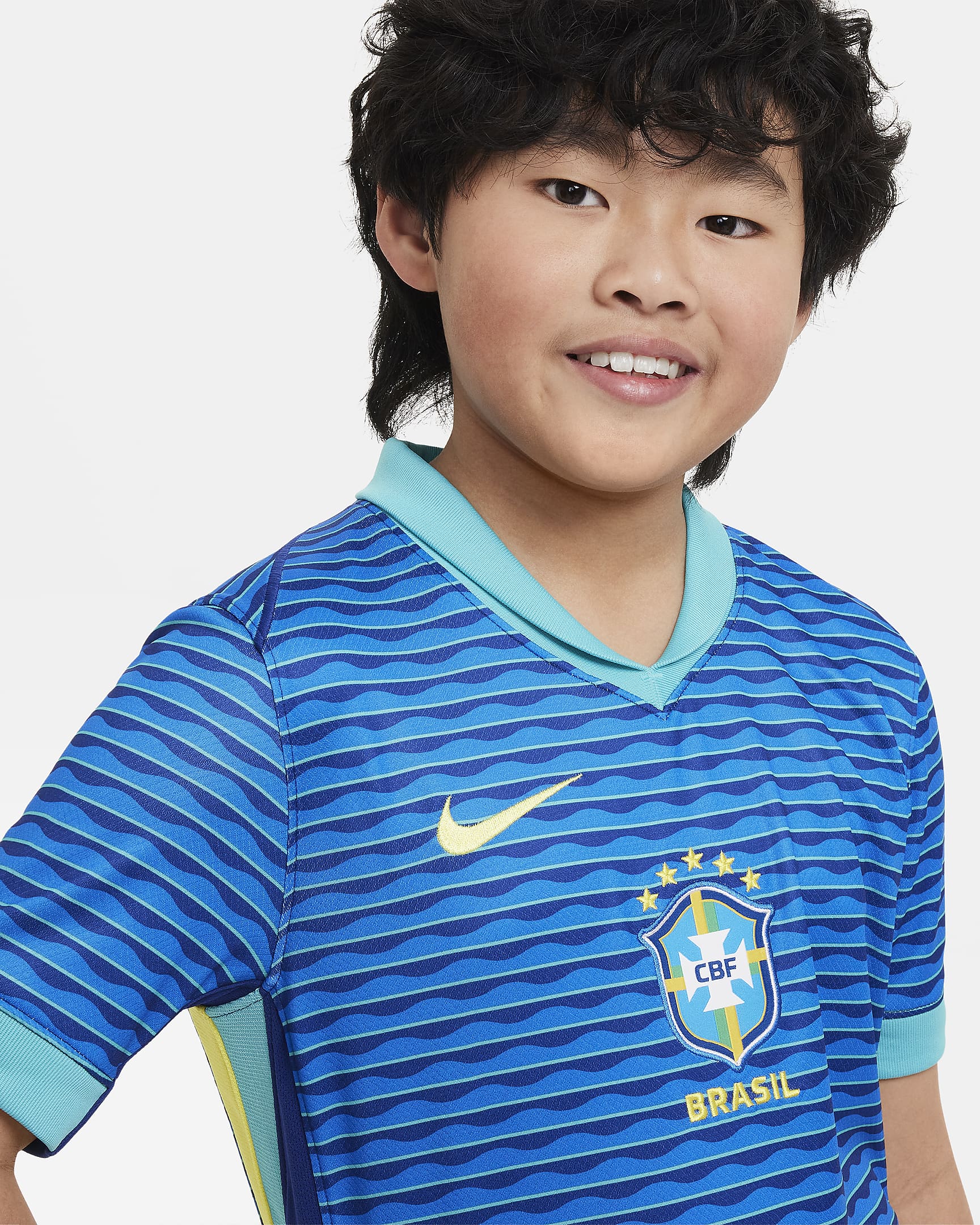 Brazil 2024 Stadium Away Older Kids' Nike Dri-FIT Football Replica Shirt - Soar/Light Retro/Dynamic Yellow