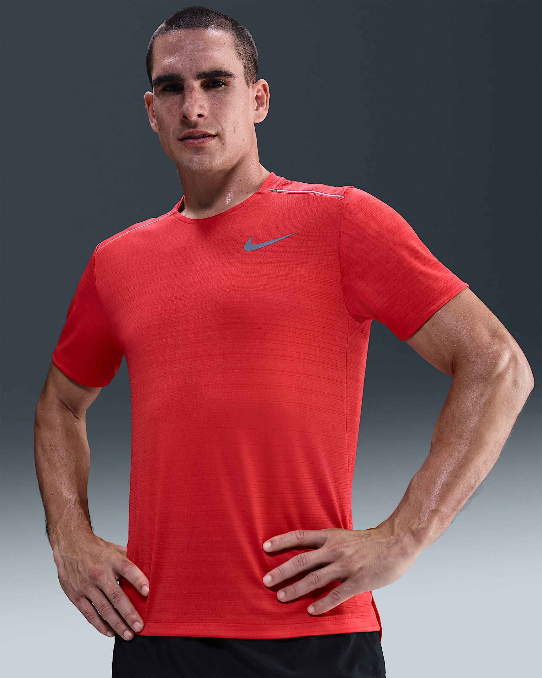 Nike Miler Men's Short-Sleeve Running Top - Light Crimson