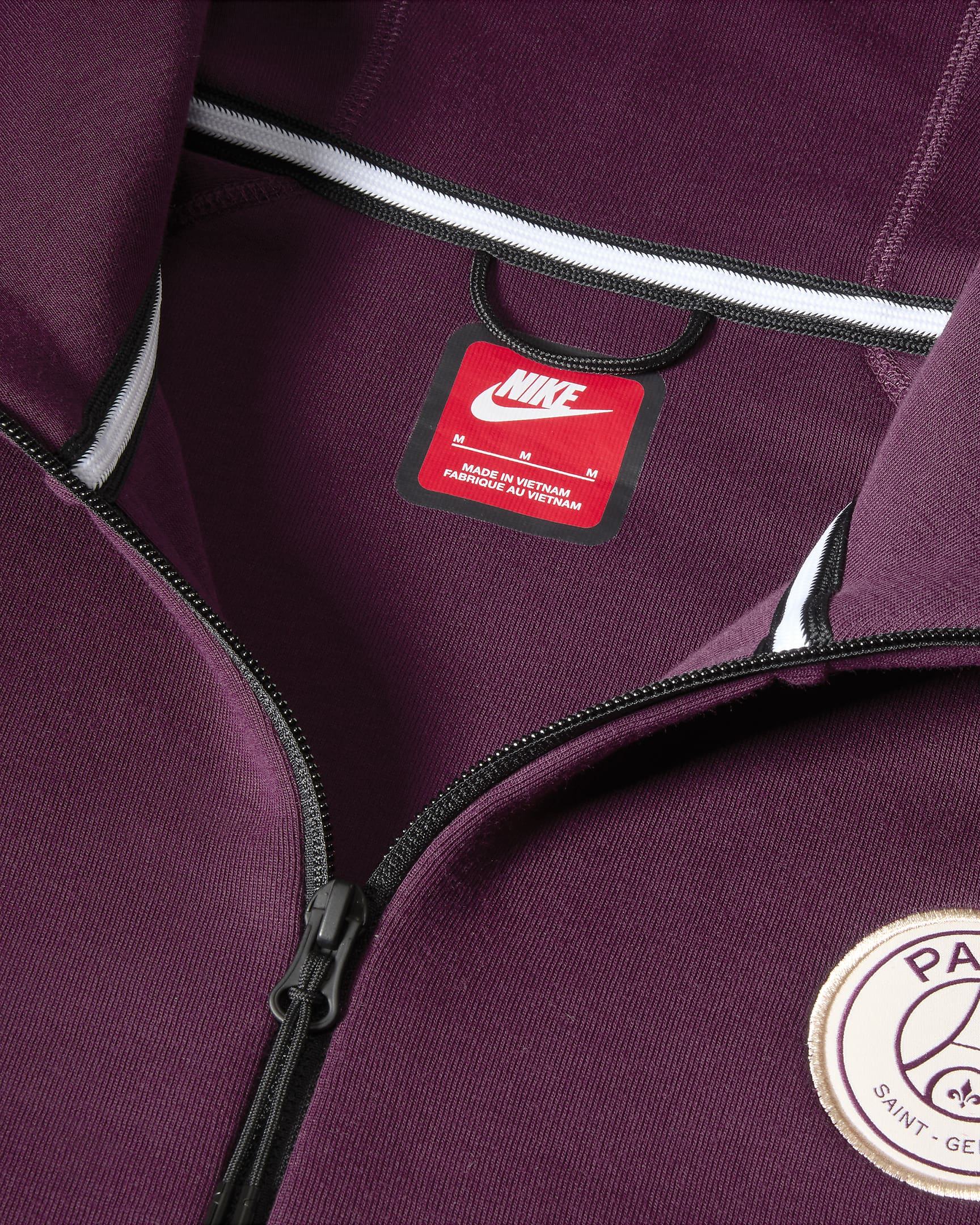 Huvtröja Nike Paris Saint-Germain Tech Fleece Windrunner Nike Football med hel dragkedja för män - Bordeaux/Guava Ice