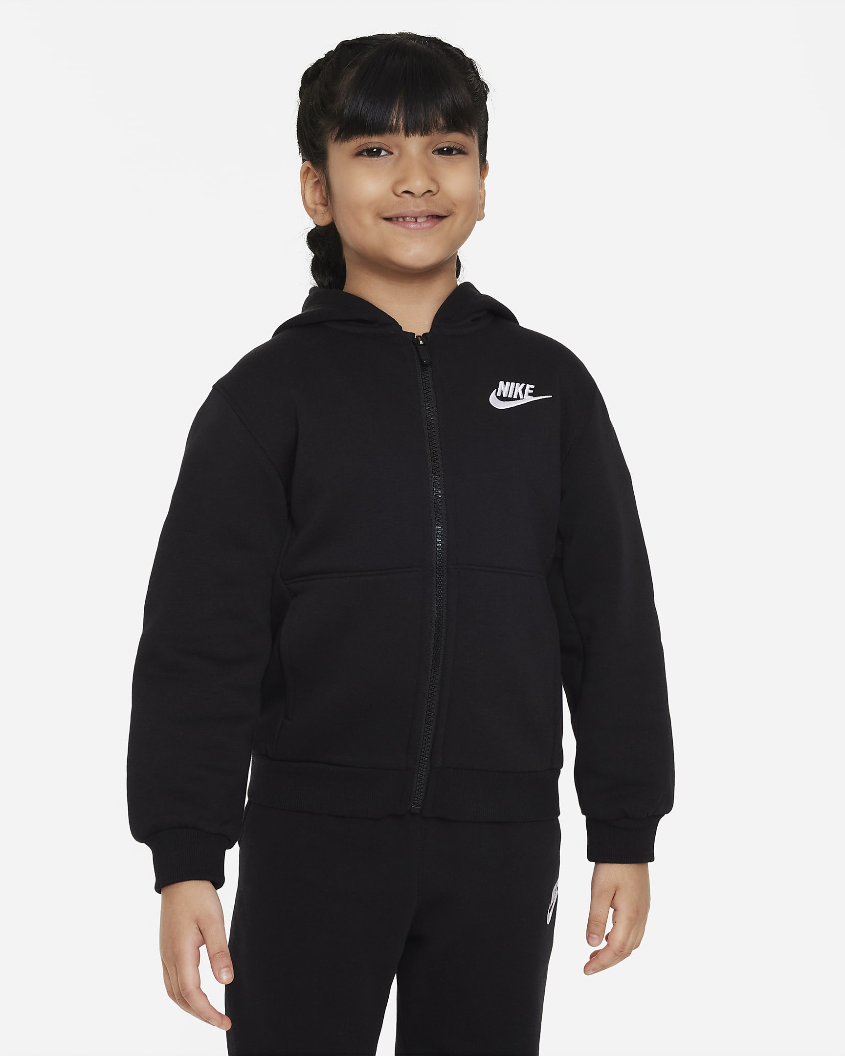 Nike Sportswear Club Fleece Little Kids' Full-Zip Hoodie - Black