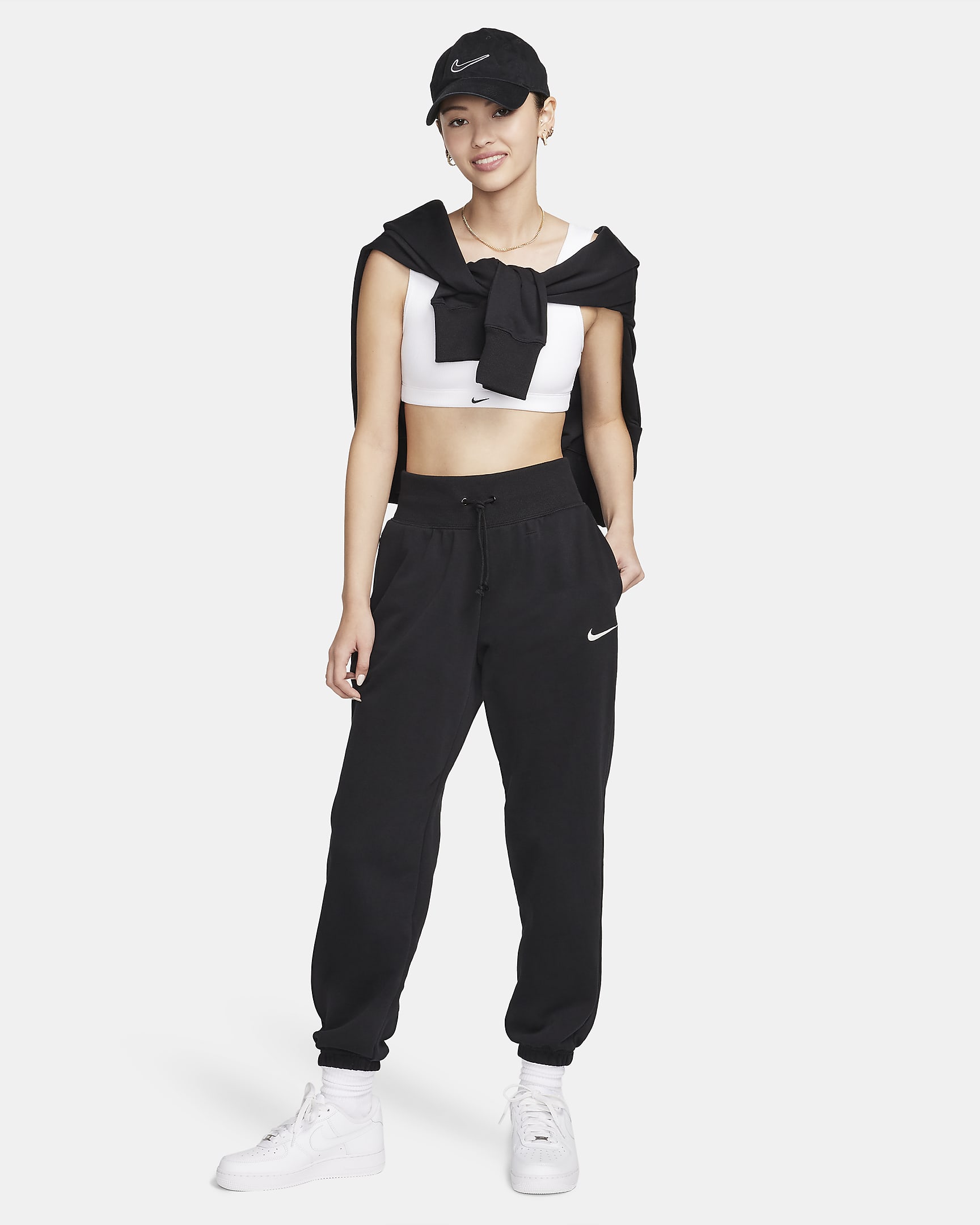 Nike Sportswear Phoenix Fleece Women's High-Waisted Oversized French Terry Tracksuit Bottoms - Black/Sail