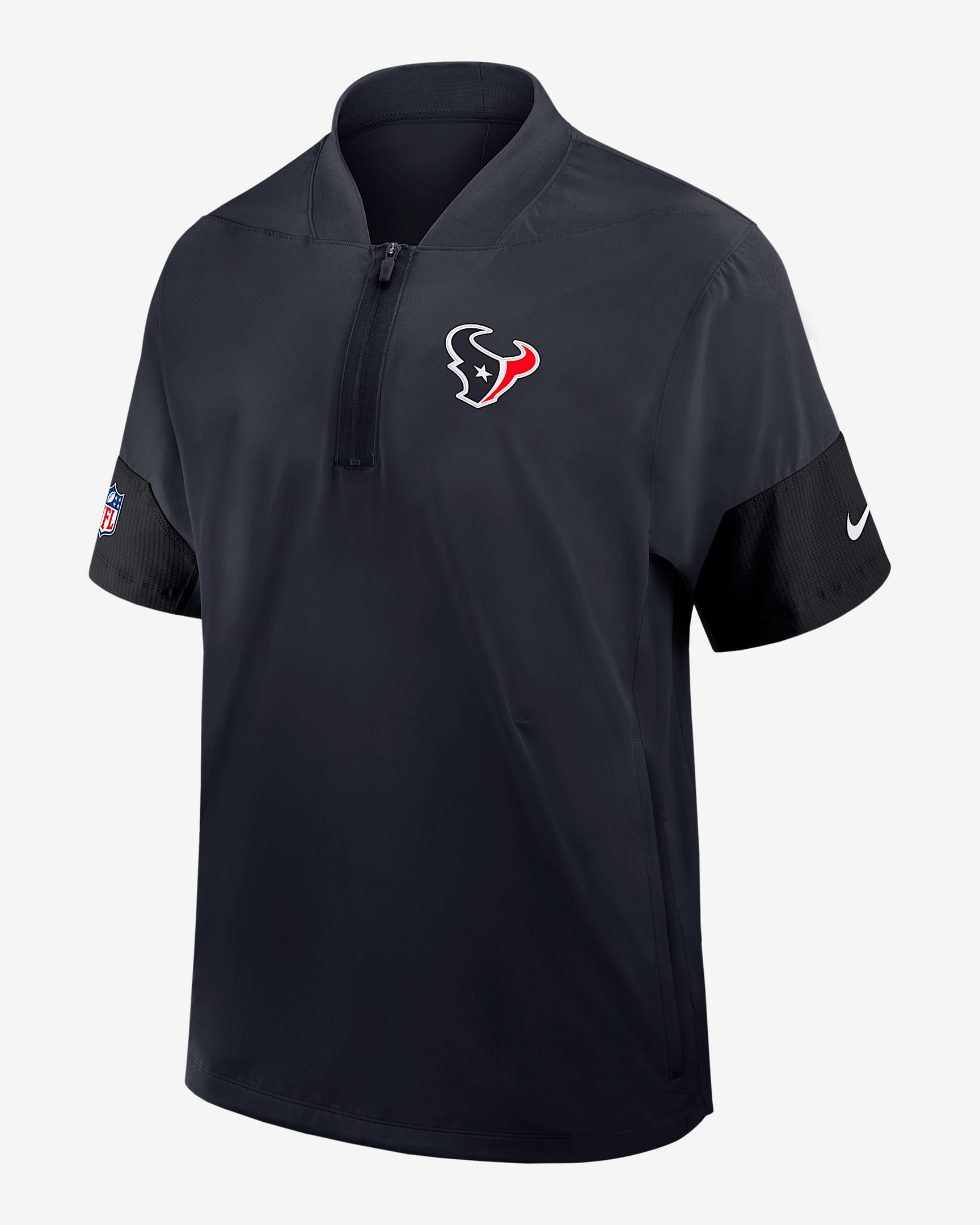 Houston Texans Sideline Coach Men's Nike NFL 1/2-Zip Short-Sleeve Hooded Jacket - Blue