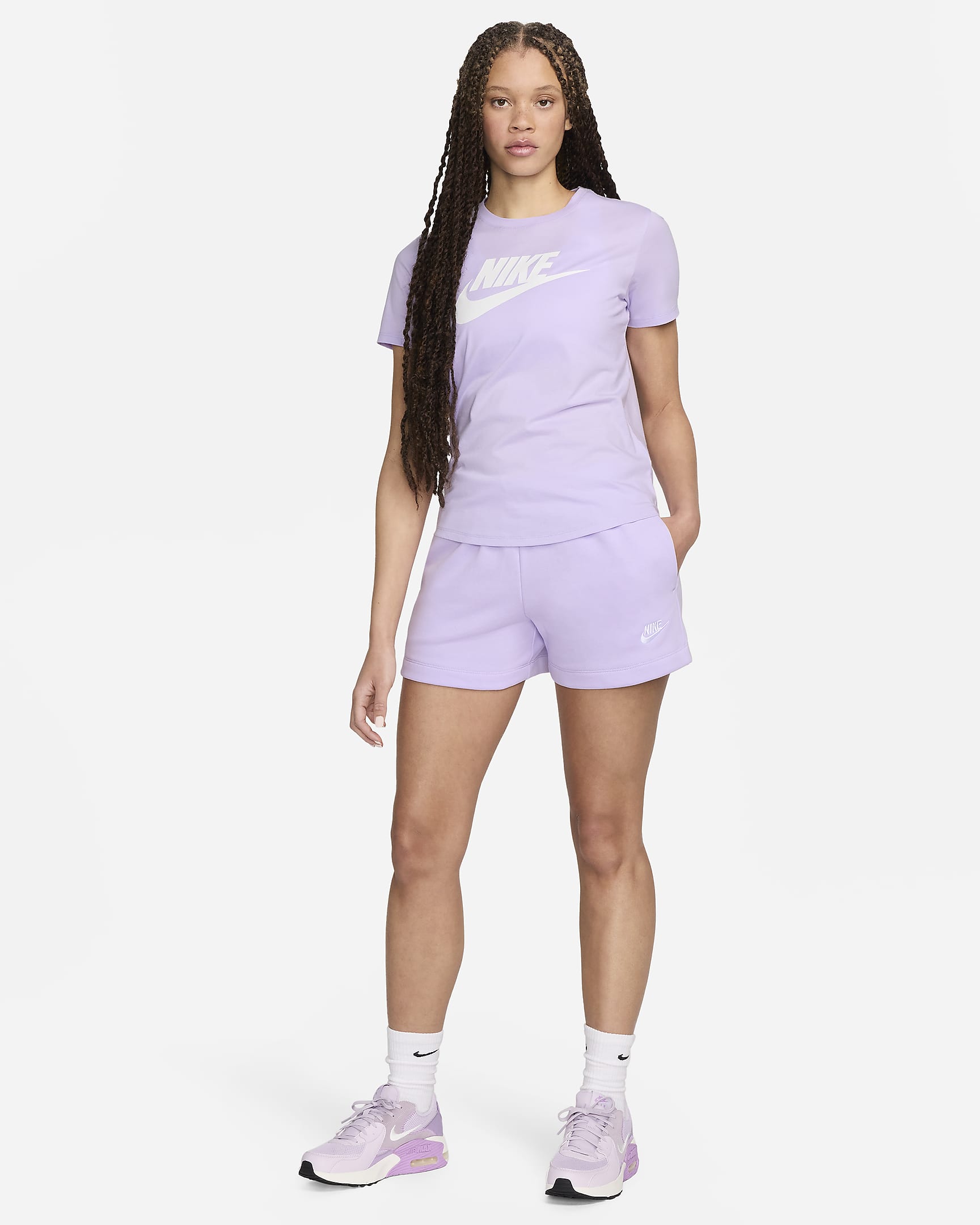 Nike Sportswear Club Fleece Women's Mid-Rise Shorts - Violet Mist/White