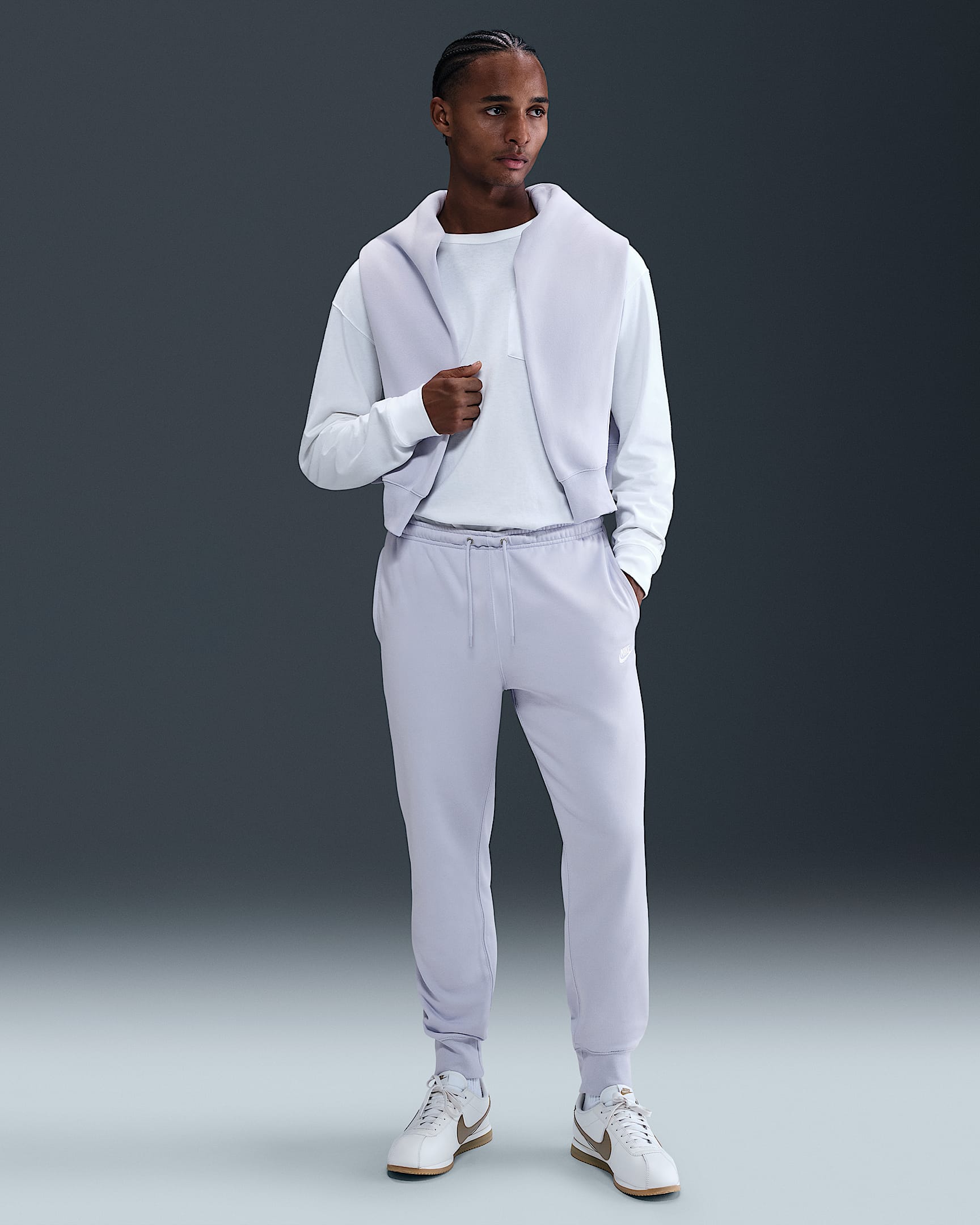 Nike Club Men's French Terry Joggers - Ghost/Ghost/White