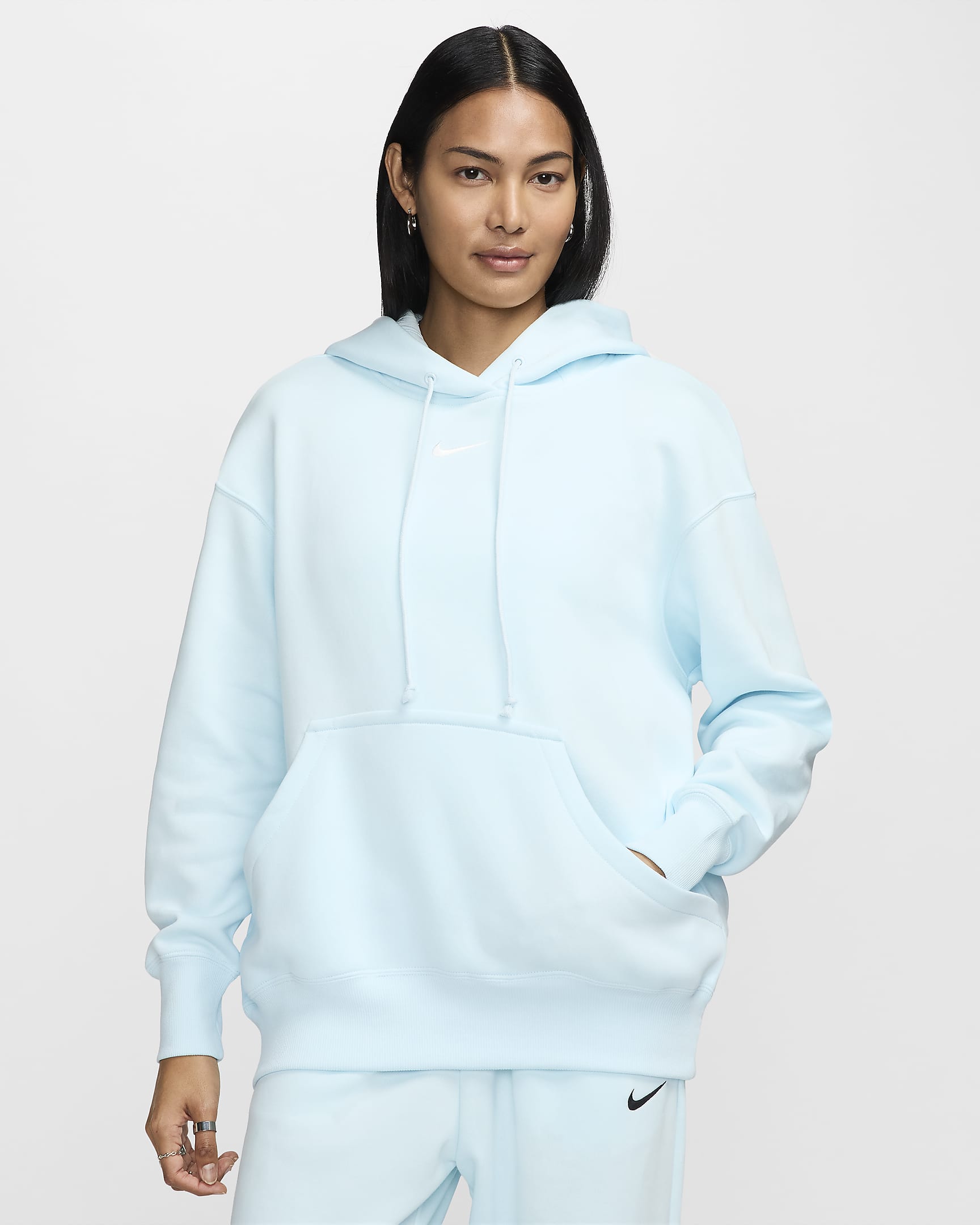 Nike Sportswear Phoenix Fleece Bol Kesimli Kadın Kapüşonlu Sweatshirt'ü - Glacier Blue/Sail