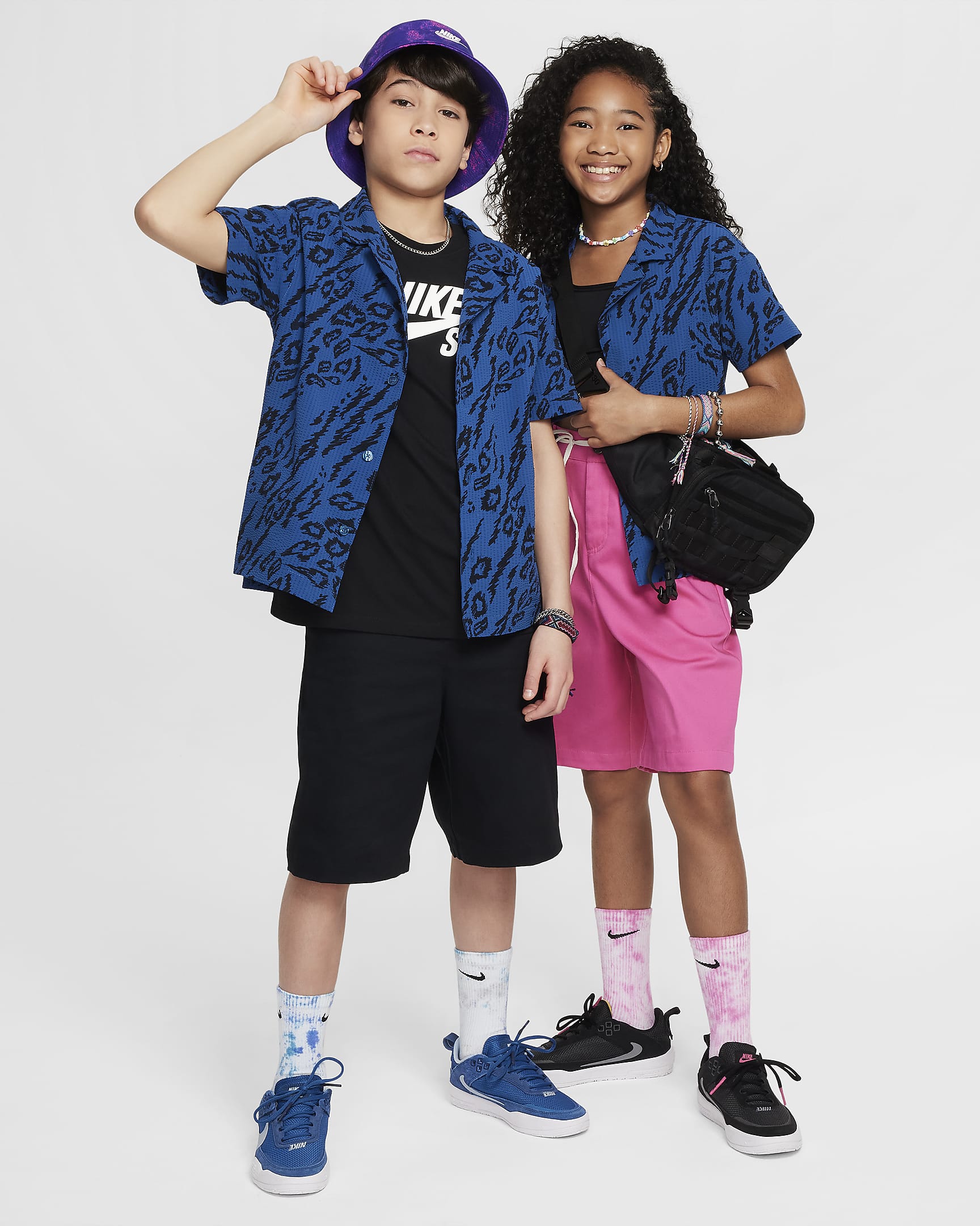 Nike SB Older Kids' Dri-FIT Button-Down Skate Top - Court Blue/Star Blue