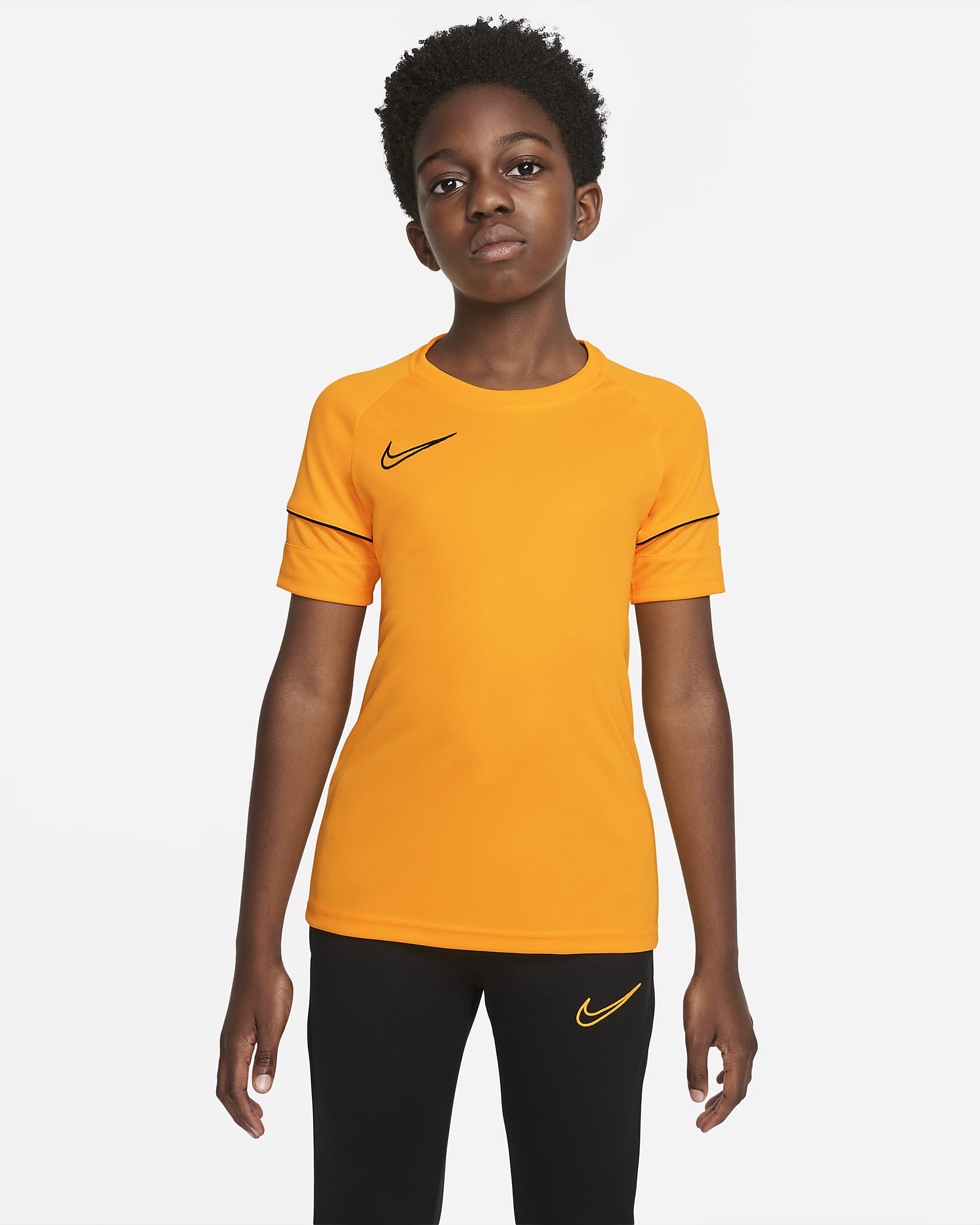Nike Dri-FIT Academy Older Kids' Short-Sleeve Football Top - Laser Orange/Black/Laser Orange/Black