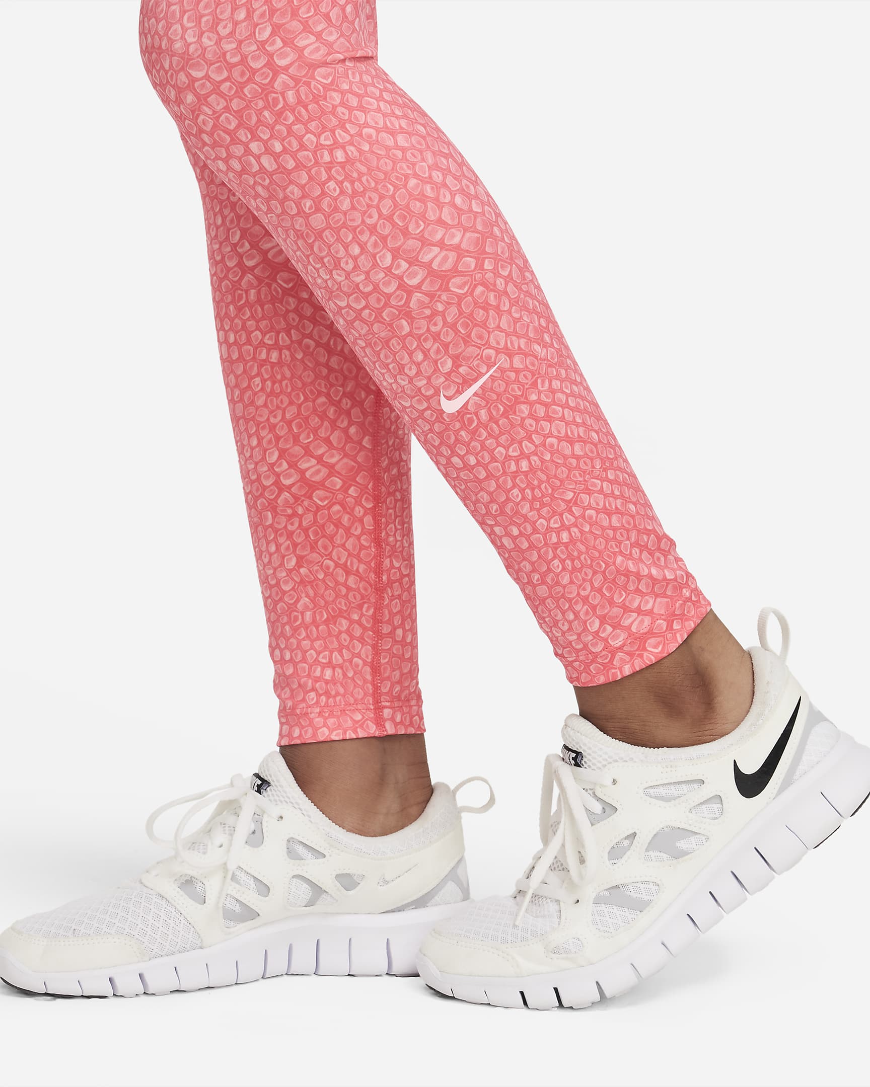 Nike Dri-FIT One Older Kids' (Girls') Training Leggings - Sea Coral/White