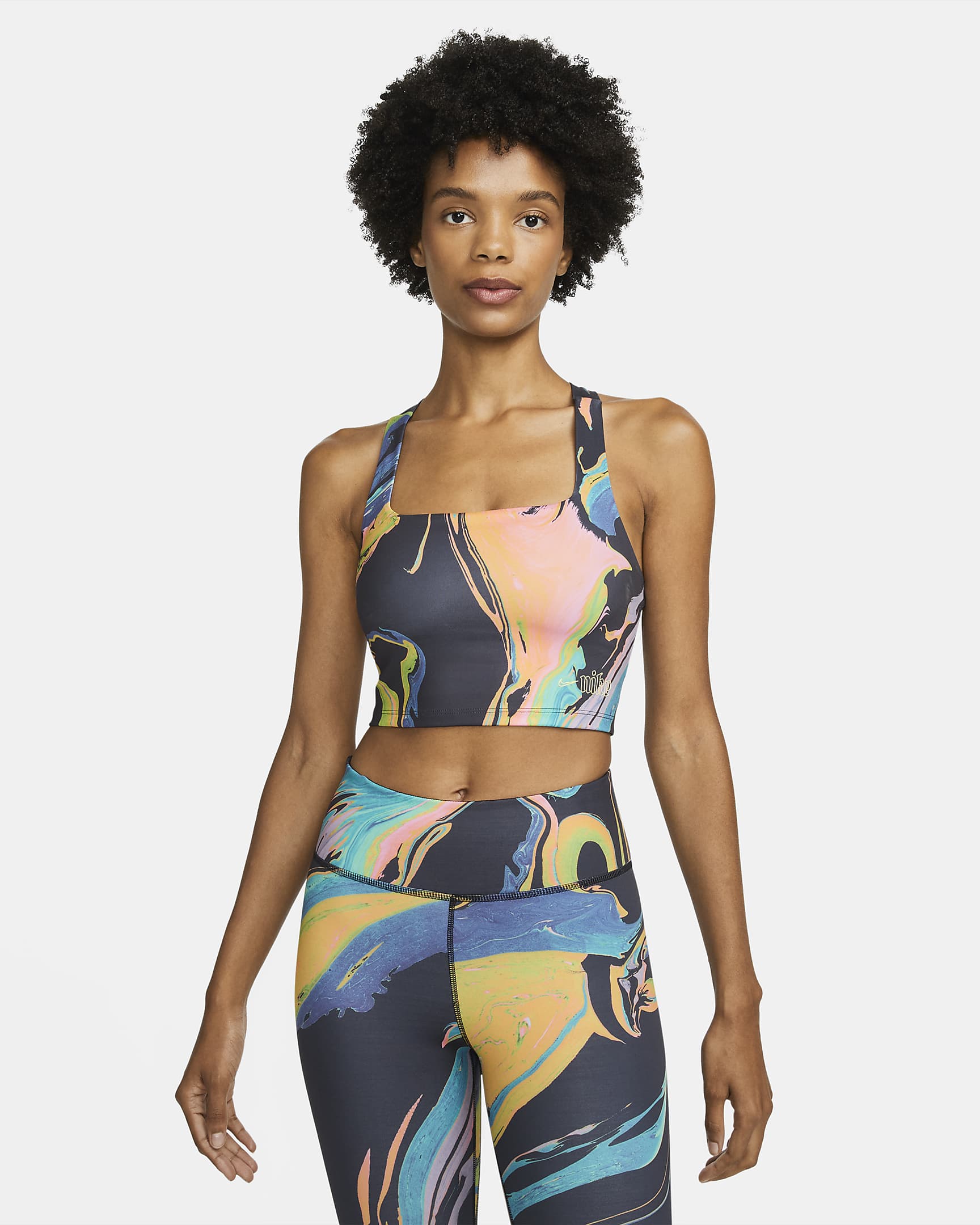 Nike Aurora Women's Cropped Marbled Tank - Black