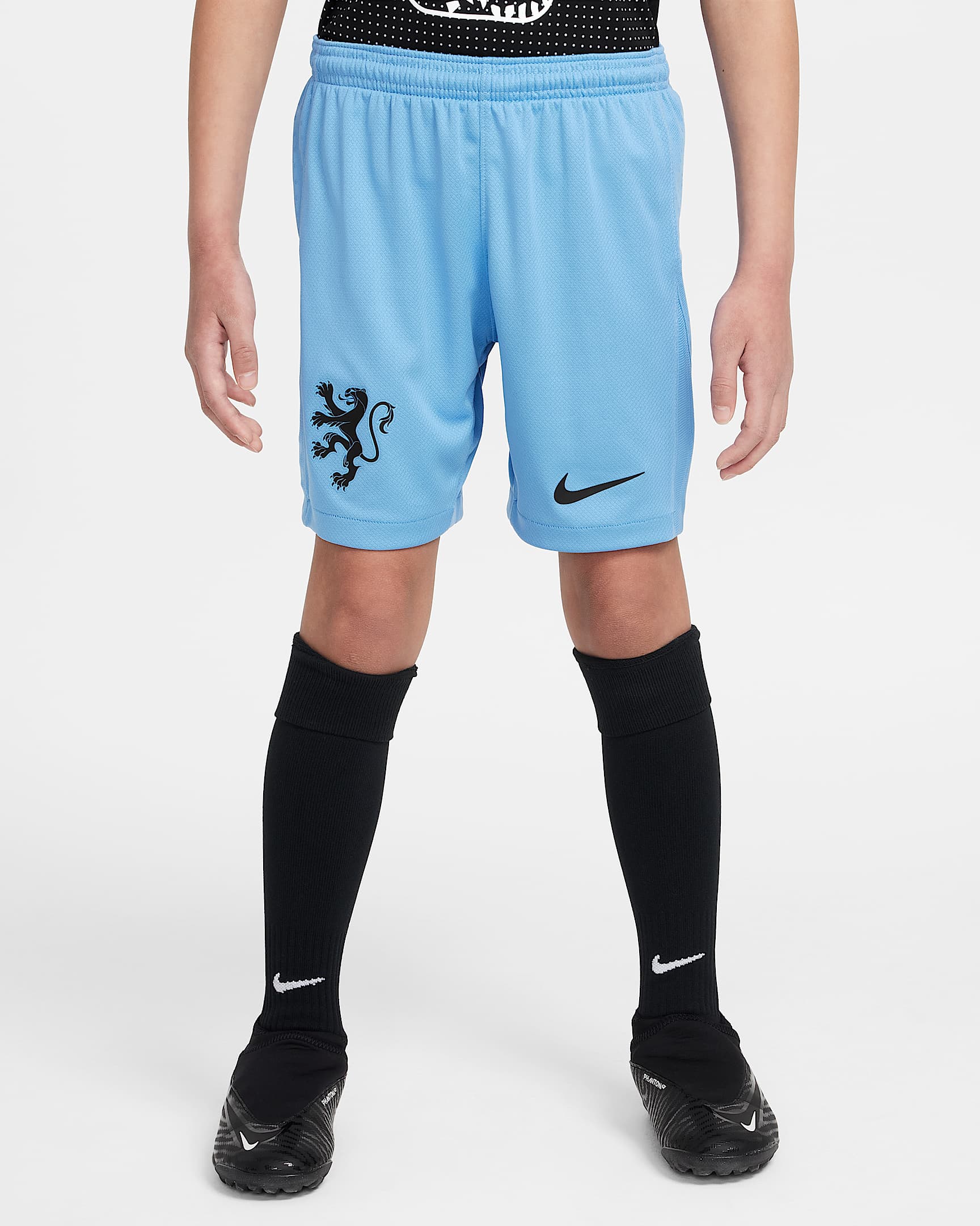 Netherlands 2025/26 Stadium Away Older Kids' Nike Dri-FIT Football Replica Shorts - Blue Beyond/Black