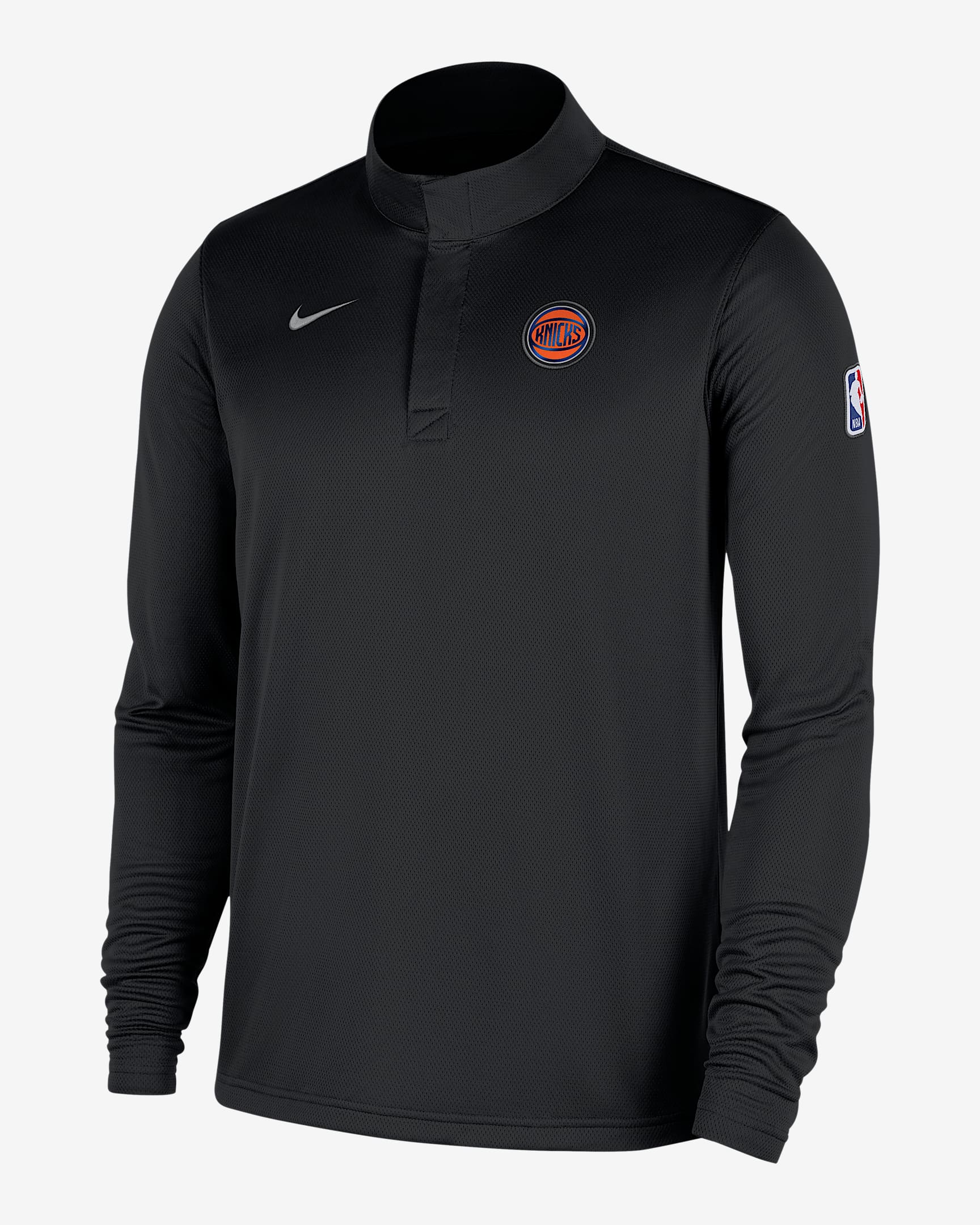 New York Knicks Men's Nike Dri-FIT NBA 1/4-Zip Long-Sleeve Top - Black/Flat Silver