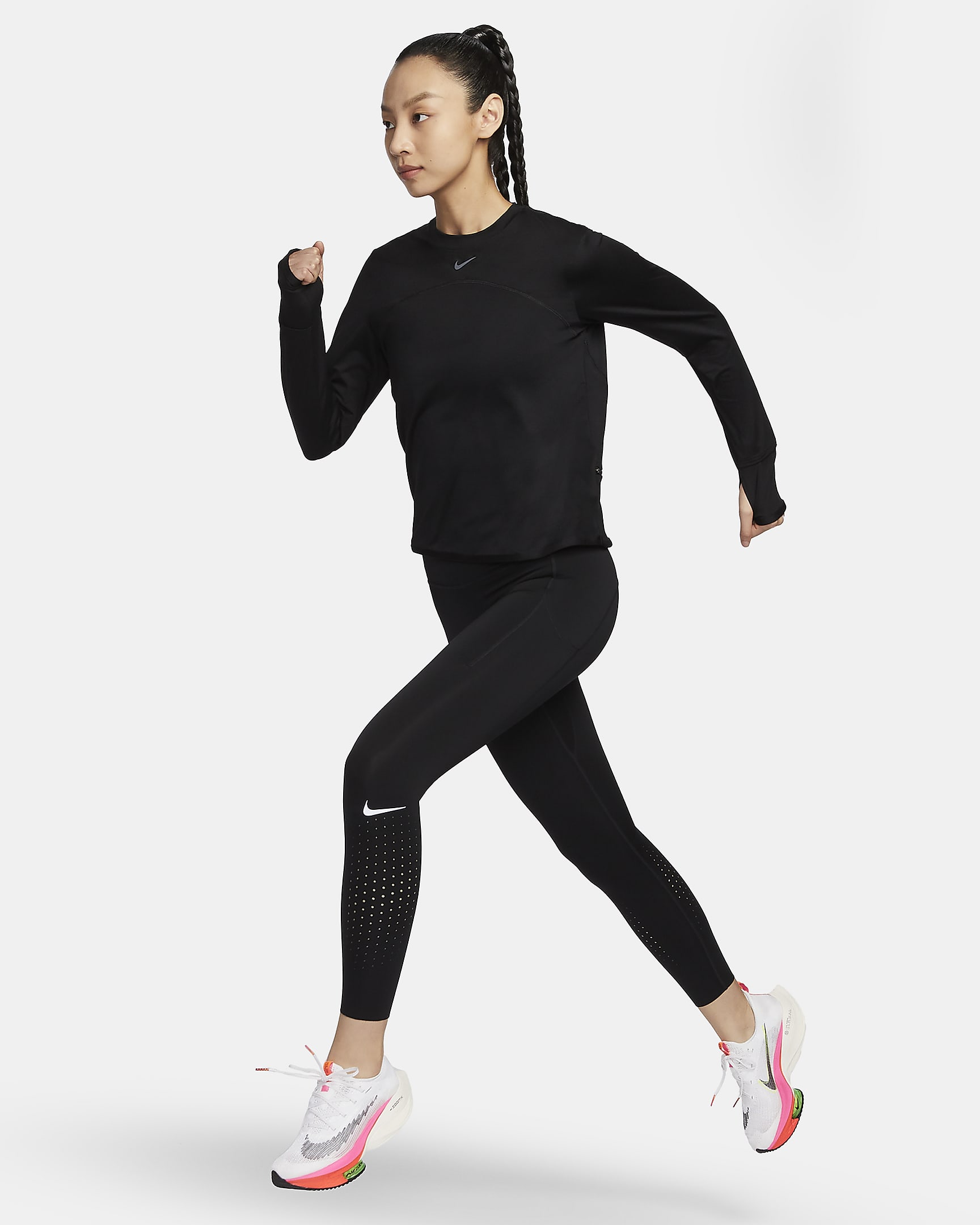 Nike Dri-FIT Swift UV Women's Crew-Neck Running Top - Black