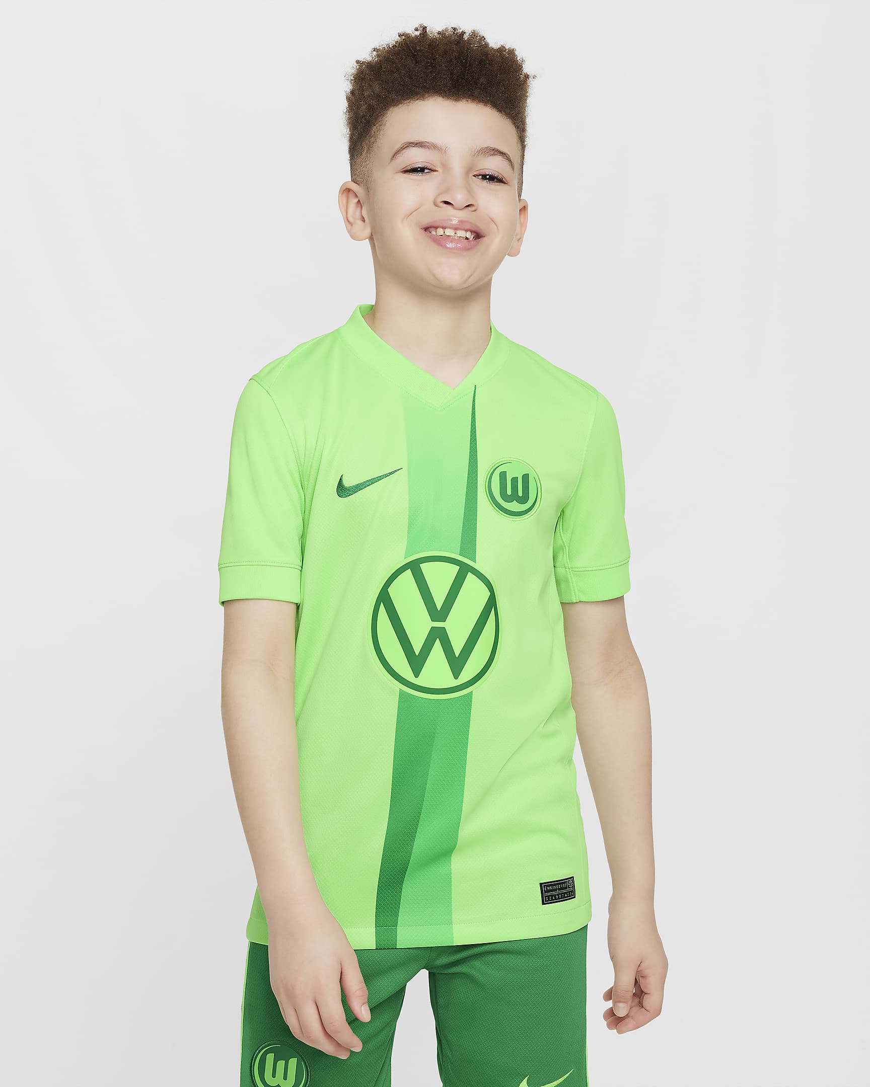 Primera equipación Stadium VfL Wolfsburgo 2024/25 Camiseta de fútbol de réplica Nike Dri-FIT - Niño/a - Sub Lime/Lucky Green/Sub Lime