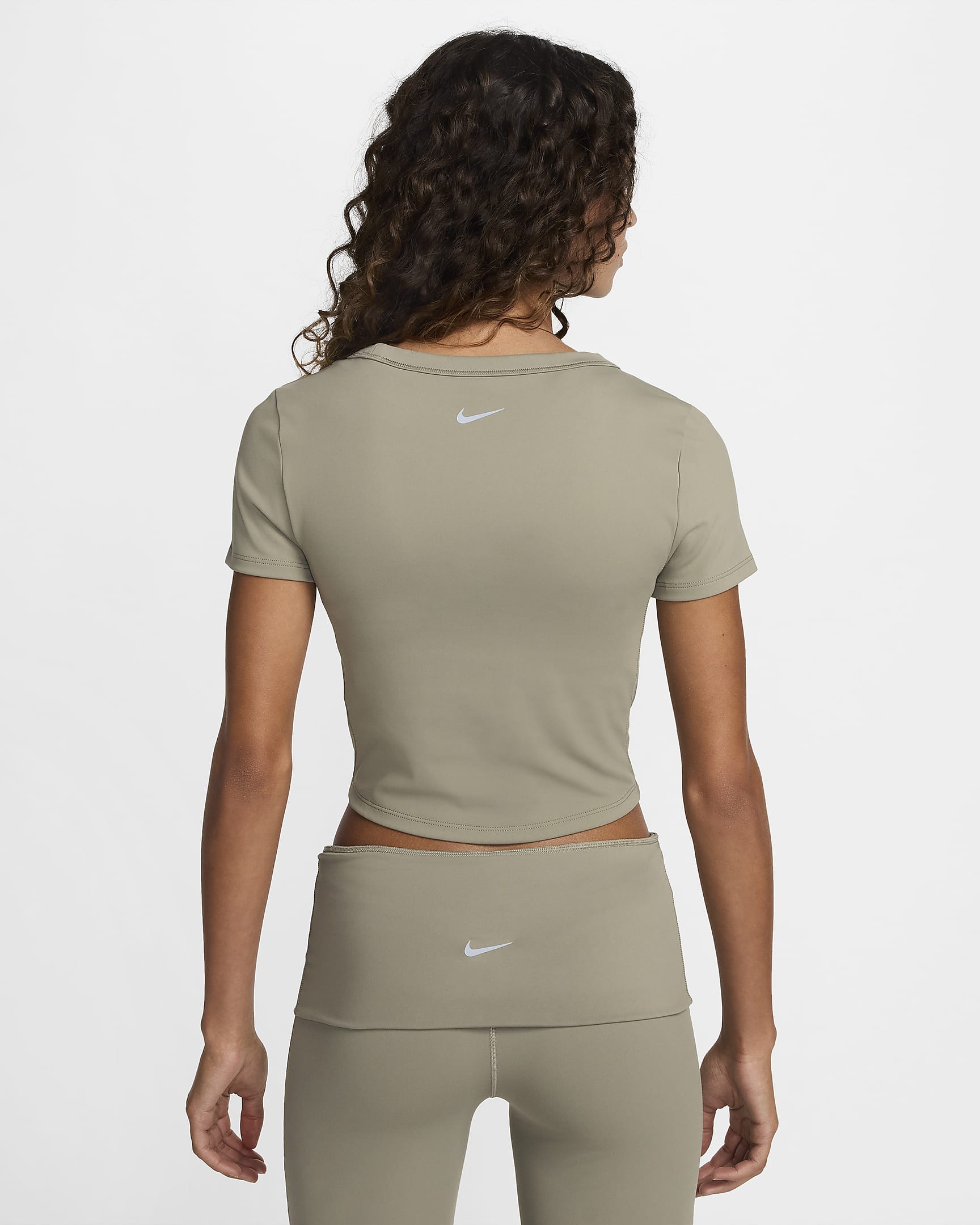 Crop top Dri-FIT à manches courtes Nike One Fitted pour femme - Light Army/Noir