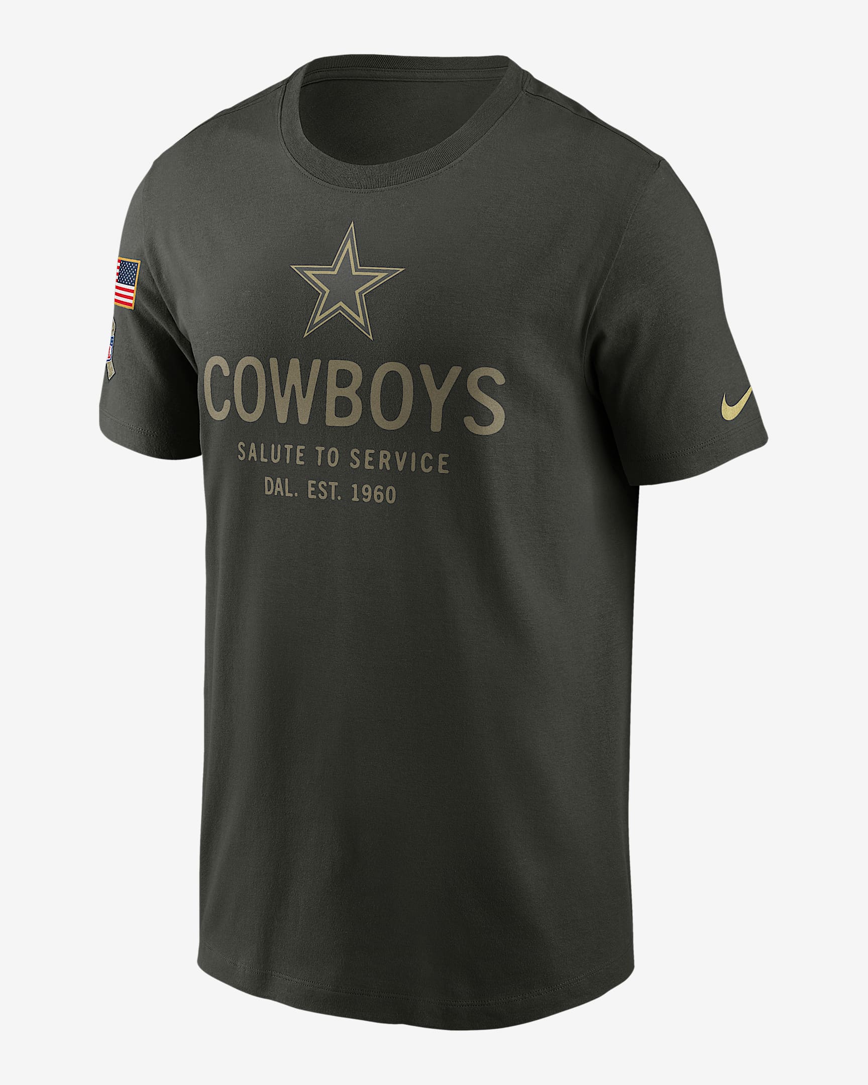 Playera Nike Dri-FIT de la NFL para hombre Dallas Cowboys Salute to Service Sideline Primary Edge - Verde bosque