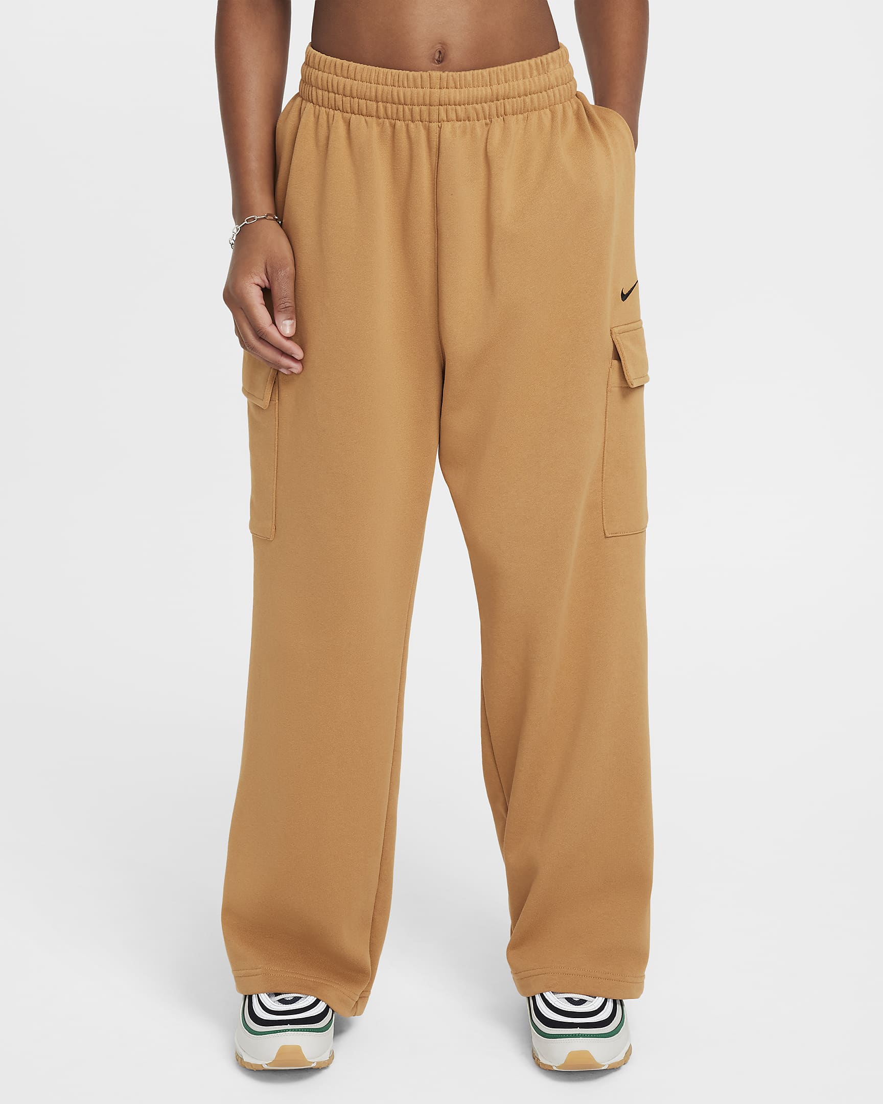 Nike Sportswear Girls' Dri-FIT Oversized Fleece Pants - Flax