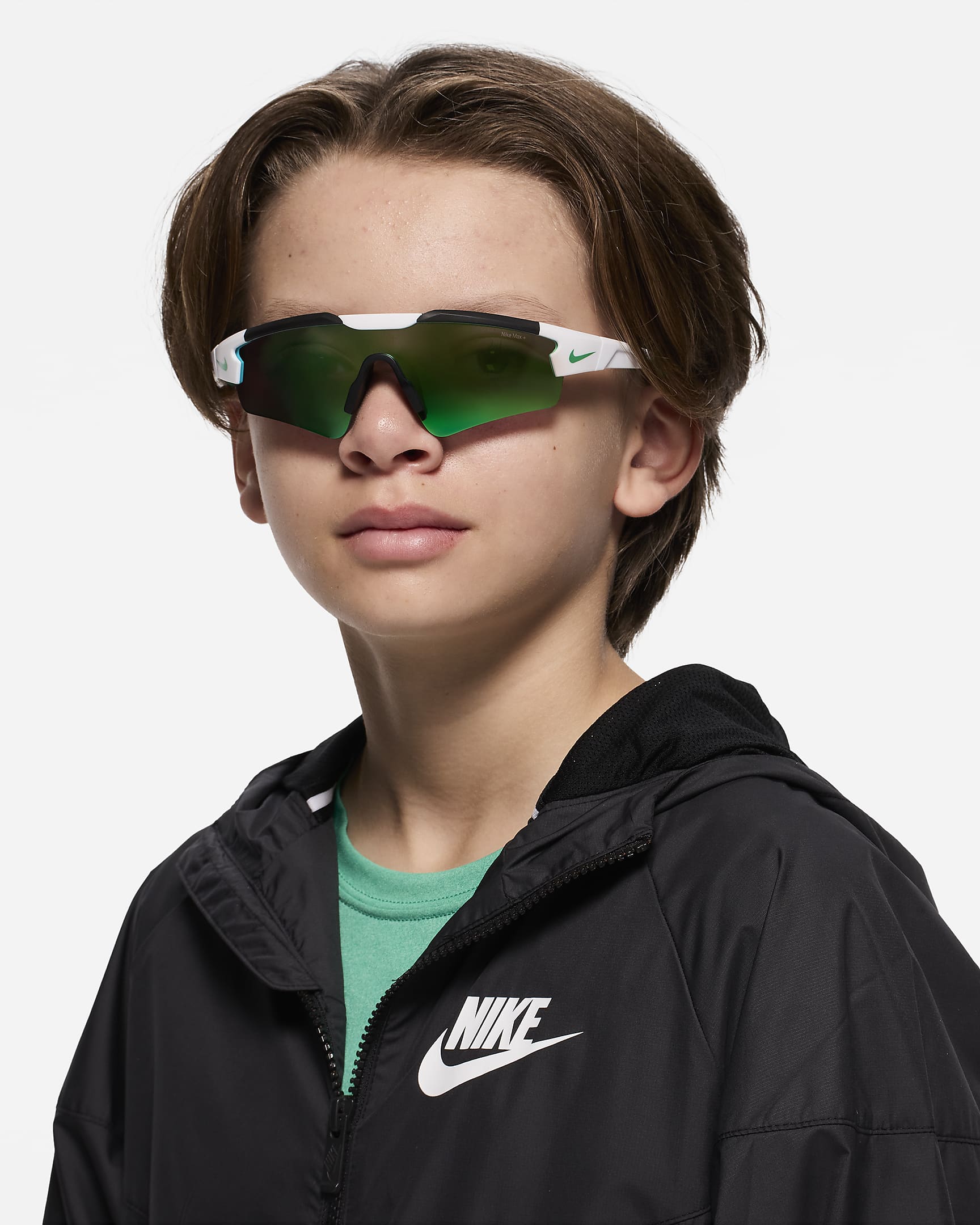 Nike Cloak Youth Mirrored Sunglasses - White/Green