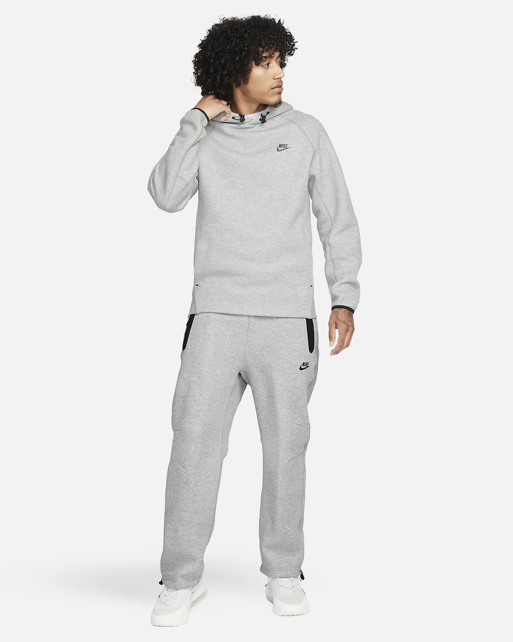 Nike Sportswear Tech Fleece Hoodie voor heren - Dark Grey Heather/Zwart