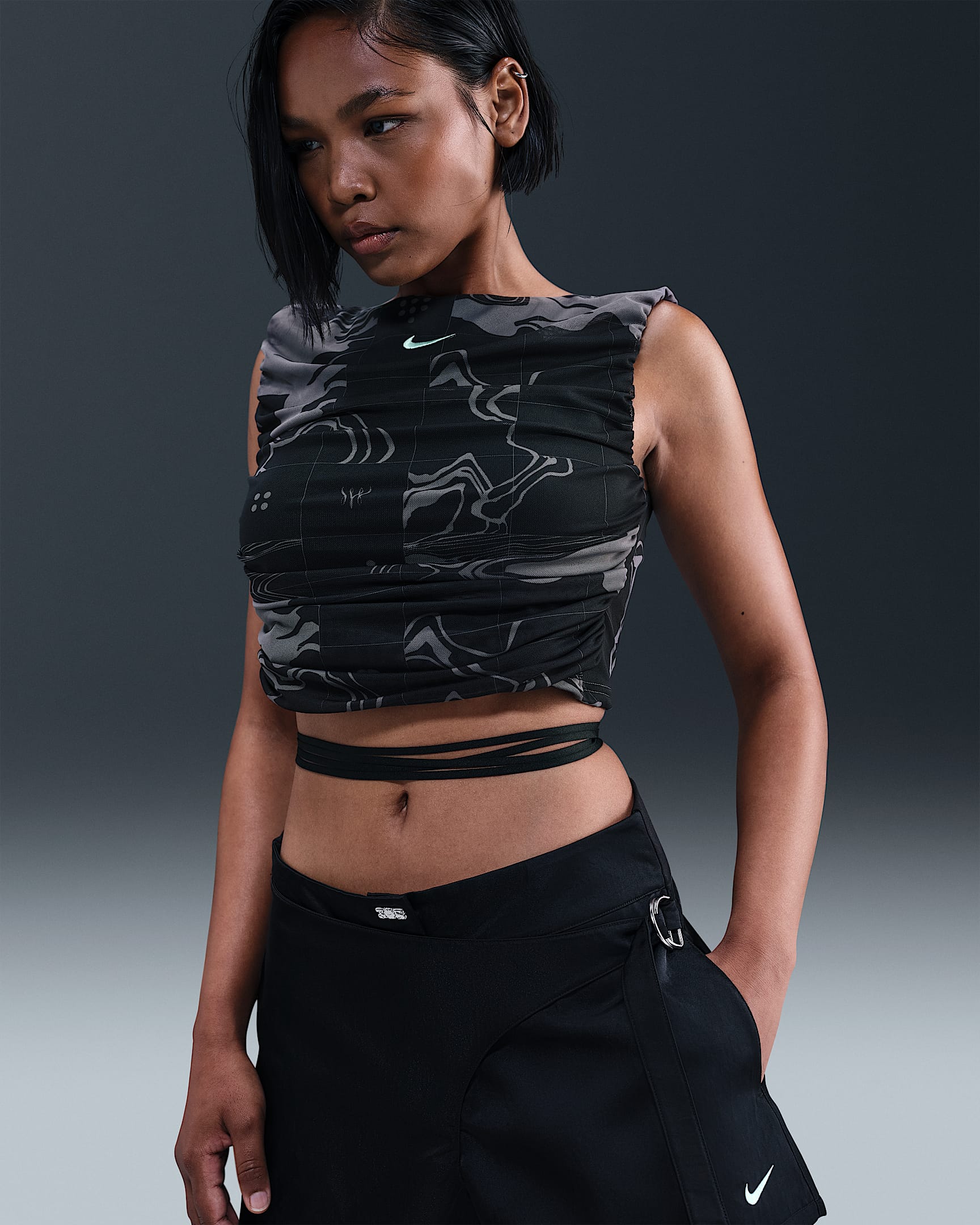 Serena Williams Design Crew Women's Crop Tank Top - Smoke Grey/Black/Mint Foam