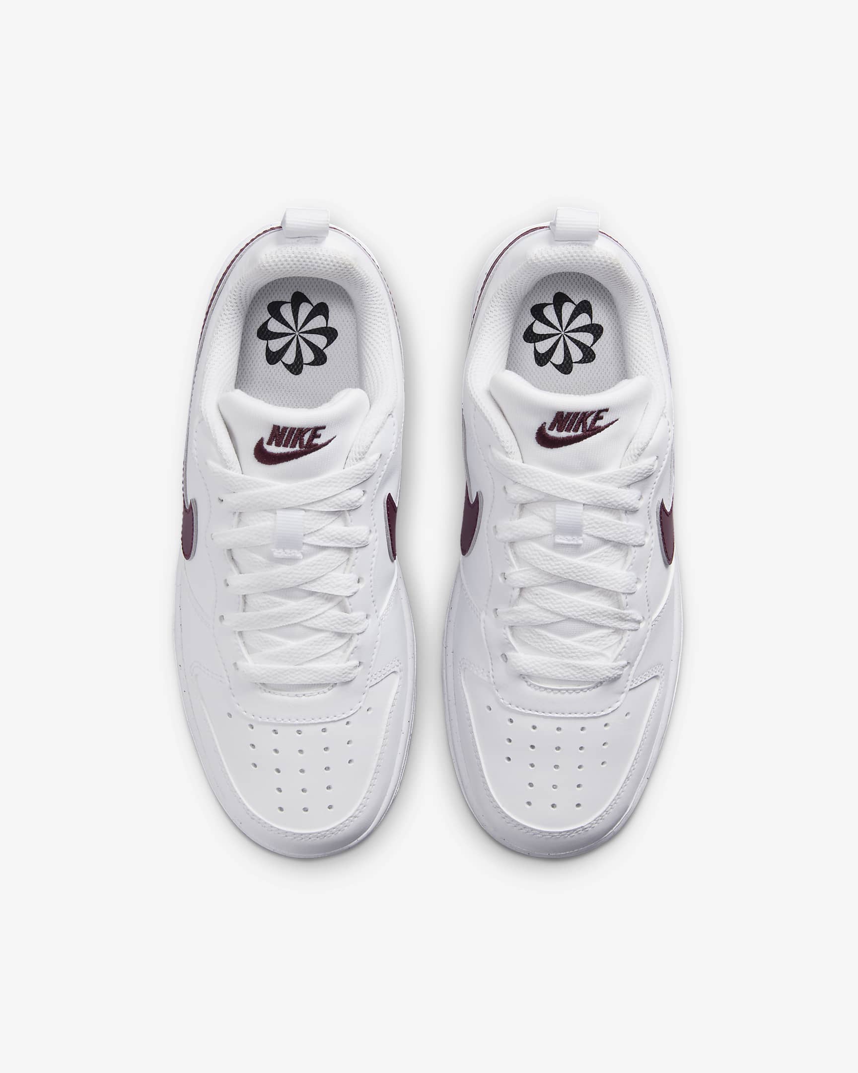 Nike Court Borough 低筒 Recraft 大童鞋款 - 白色/Burgundy Crush