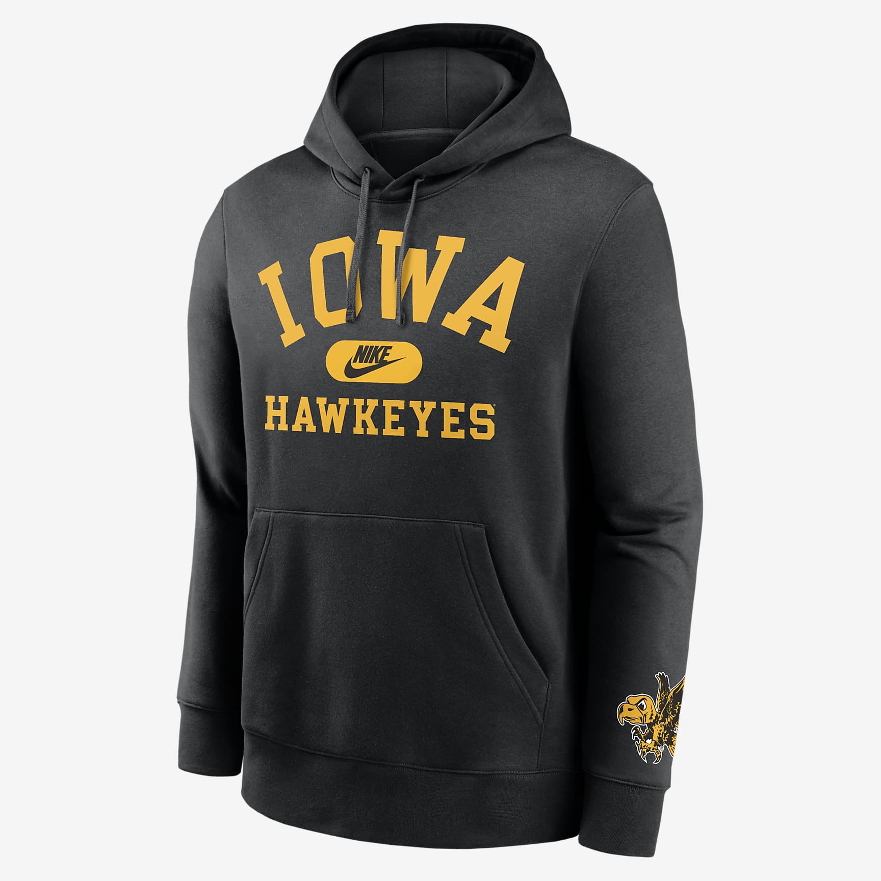 Iowa Hawkeyes Legacy Club Foundational Men's Nike College Pullover Hoodie - Black