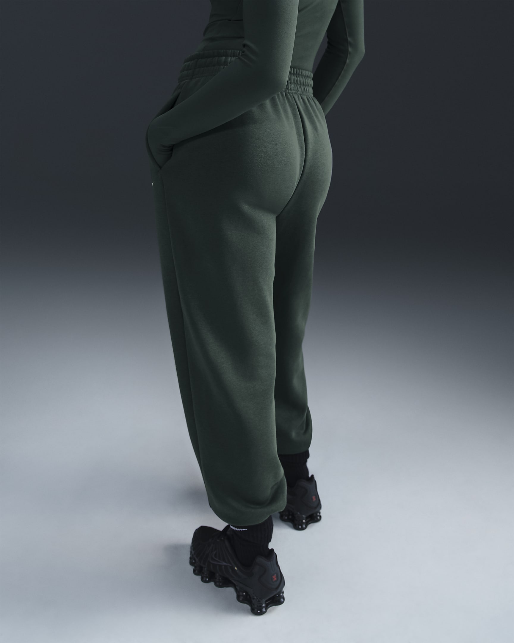 Nike Sportswear Phoenix Fleece Women's High-Waisted Oversized Tracksuit Bottoms - Vintage Green/Sail