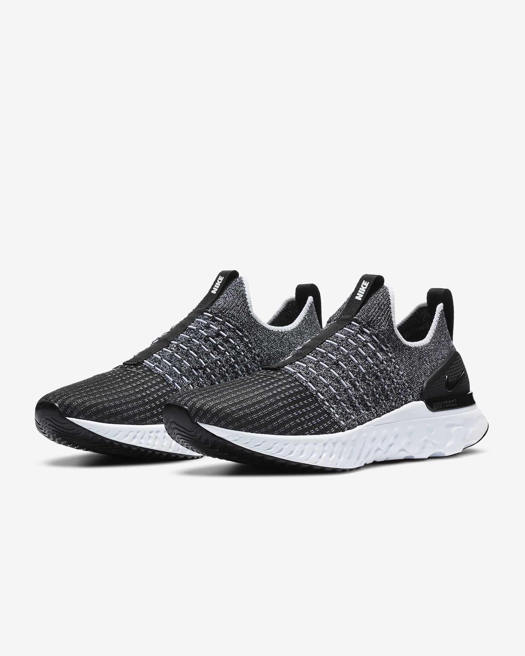 Nike React Phantom Run Flyknit 2 Men's Road Running Shoes - Black/White