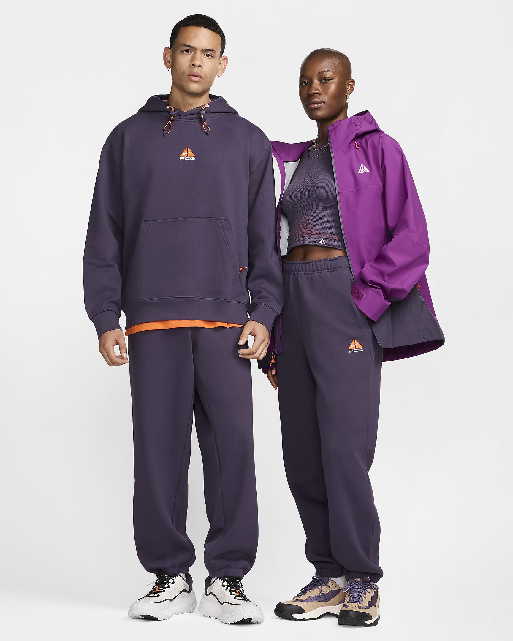 Nike ACG Lungs Therma-FIT Repel "Tuff Fleece" Pants - Dark Raisin/Safety Orange/Summit White