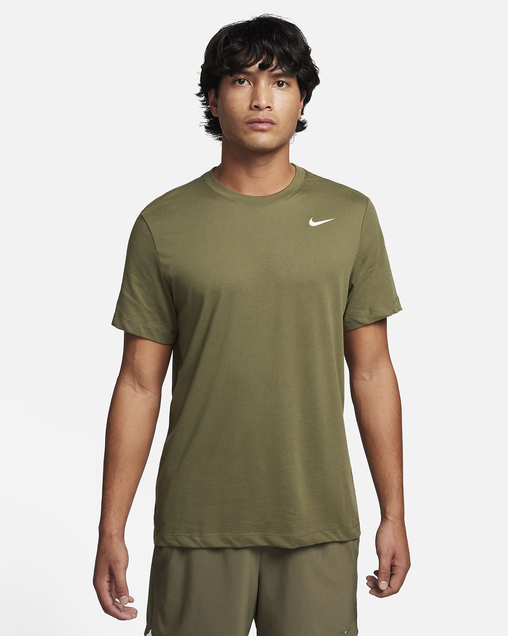 Nike Dri-FIT Men's Fitness T-Shirt - Medium Olive/White