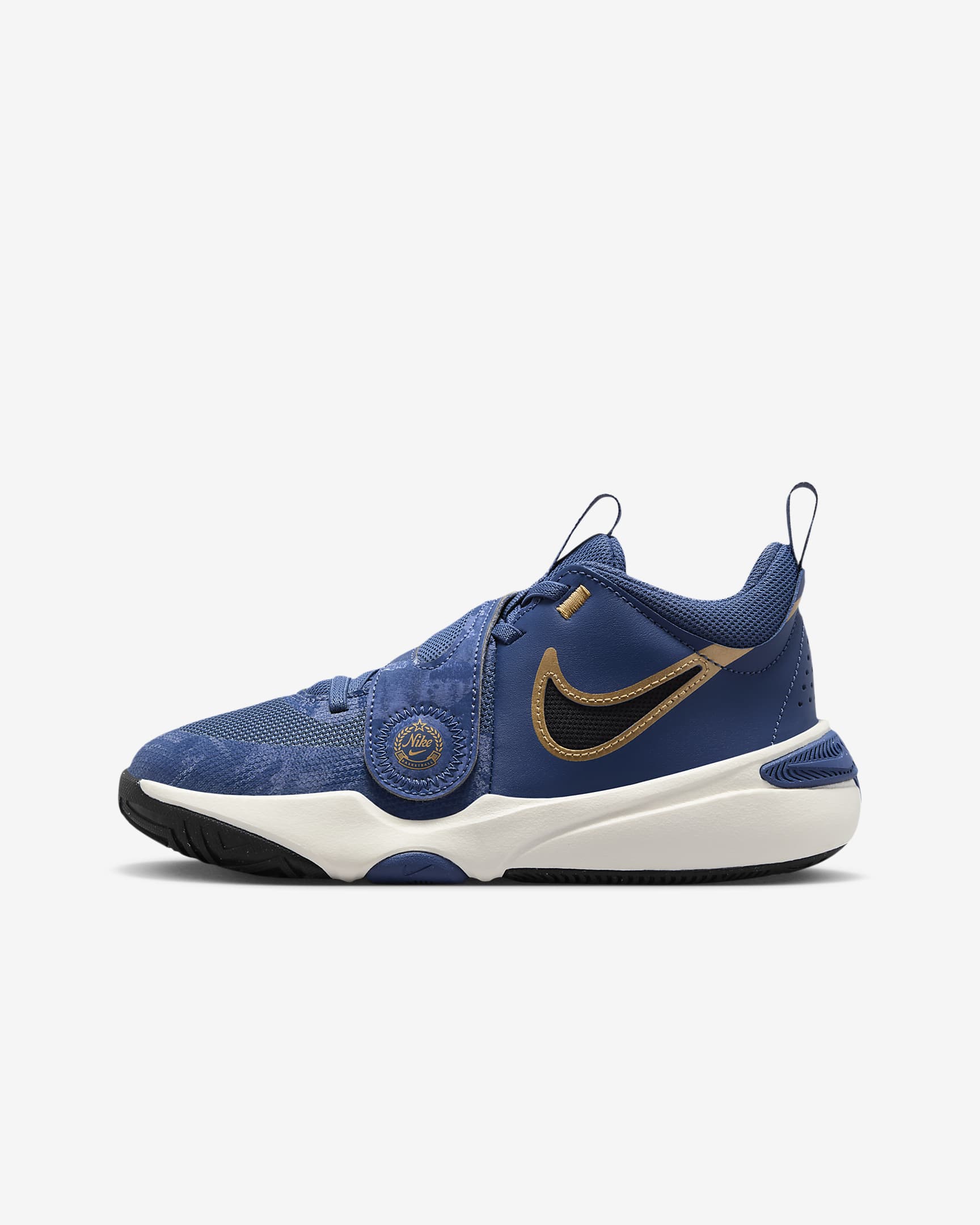 Nike Team Hustle D 11 Older Kids' Basketball Shoes - Mystic Navy/Pale Ivory/Metallic Gold/Black