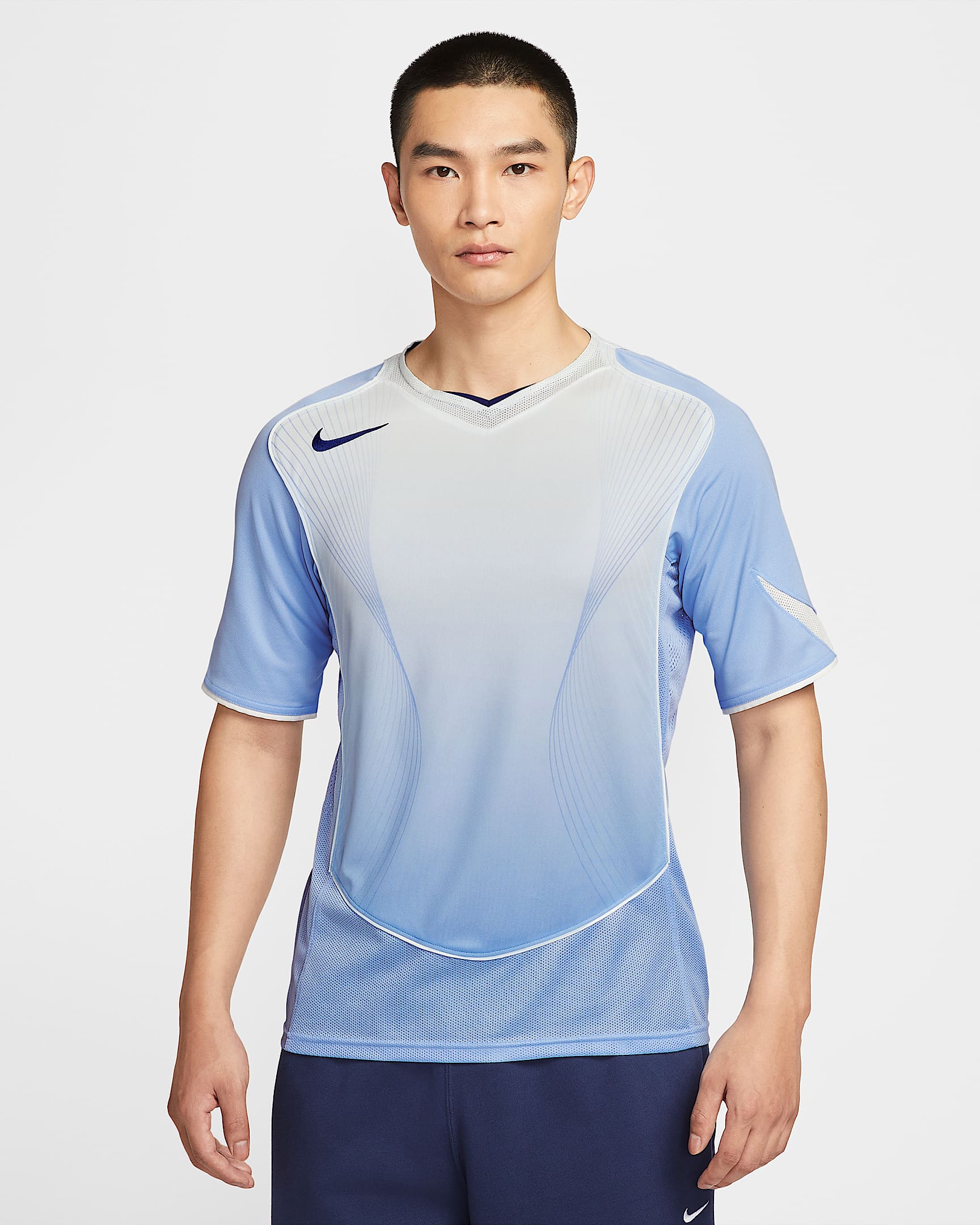 Nike Total 90 Men's Dri-FIT Short-Sleeve Football Shirt - Aluminium/Sail/Sail/Blue Void