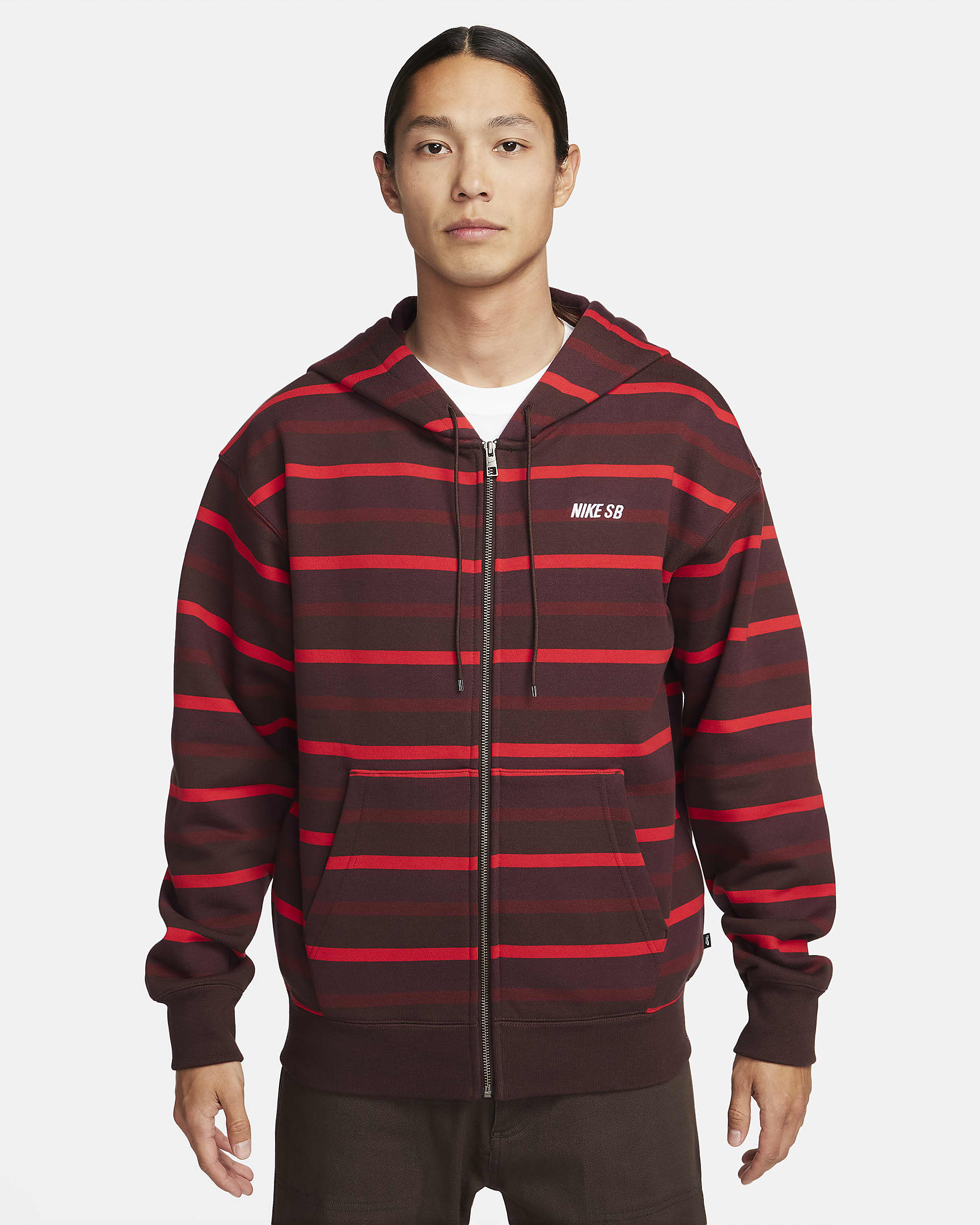 Nike SB Full-Zip Fleece Skate Hoodie - University Red/Burgundy Crush/White