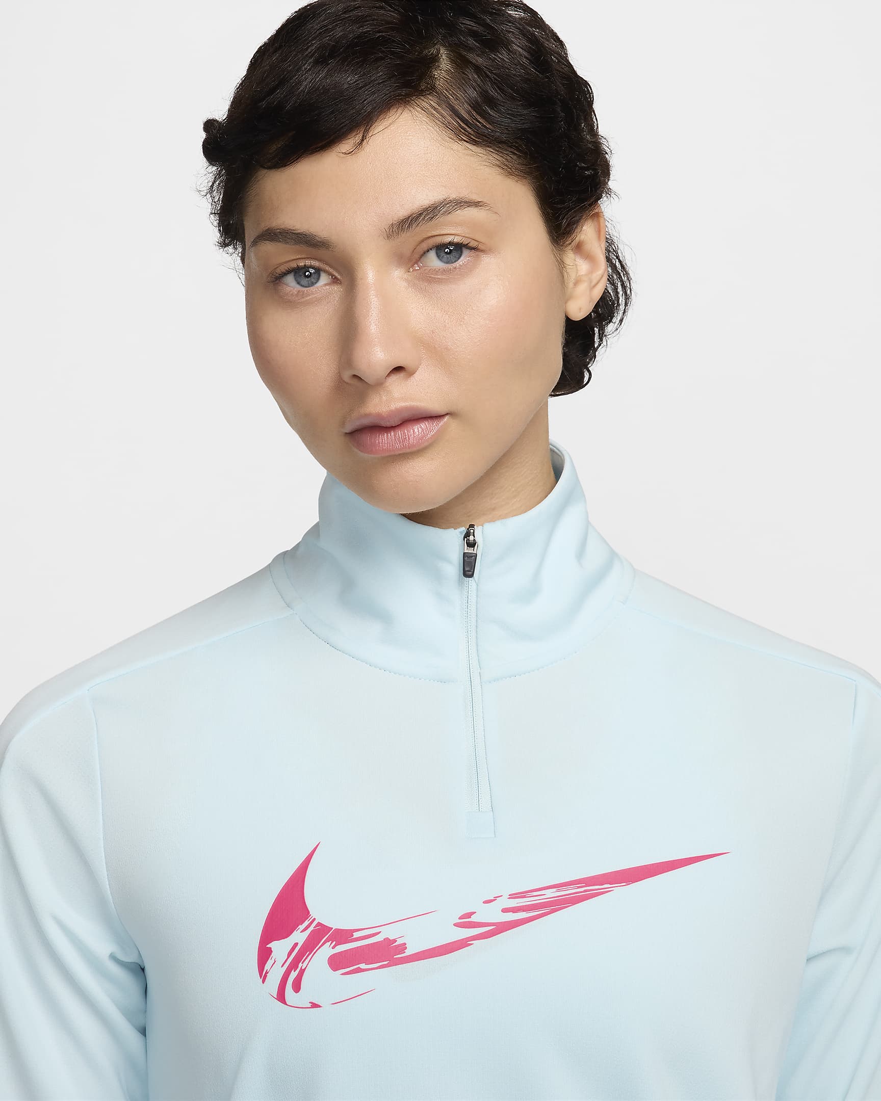 Nike Swoosh Dri-FIT-Midlayer-Laufoberteil mit Viertelreißverschluss (Damen) - Glacier Blue/Aster Pink