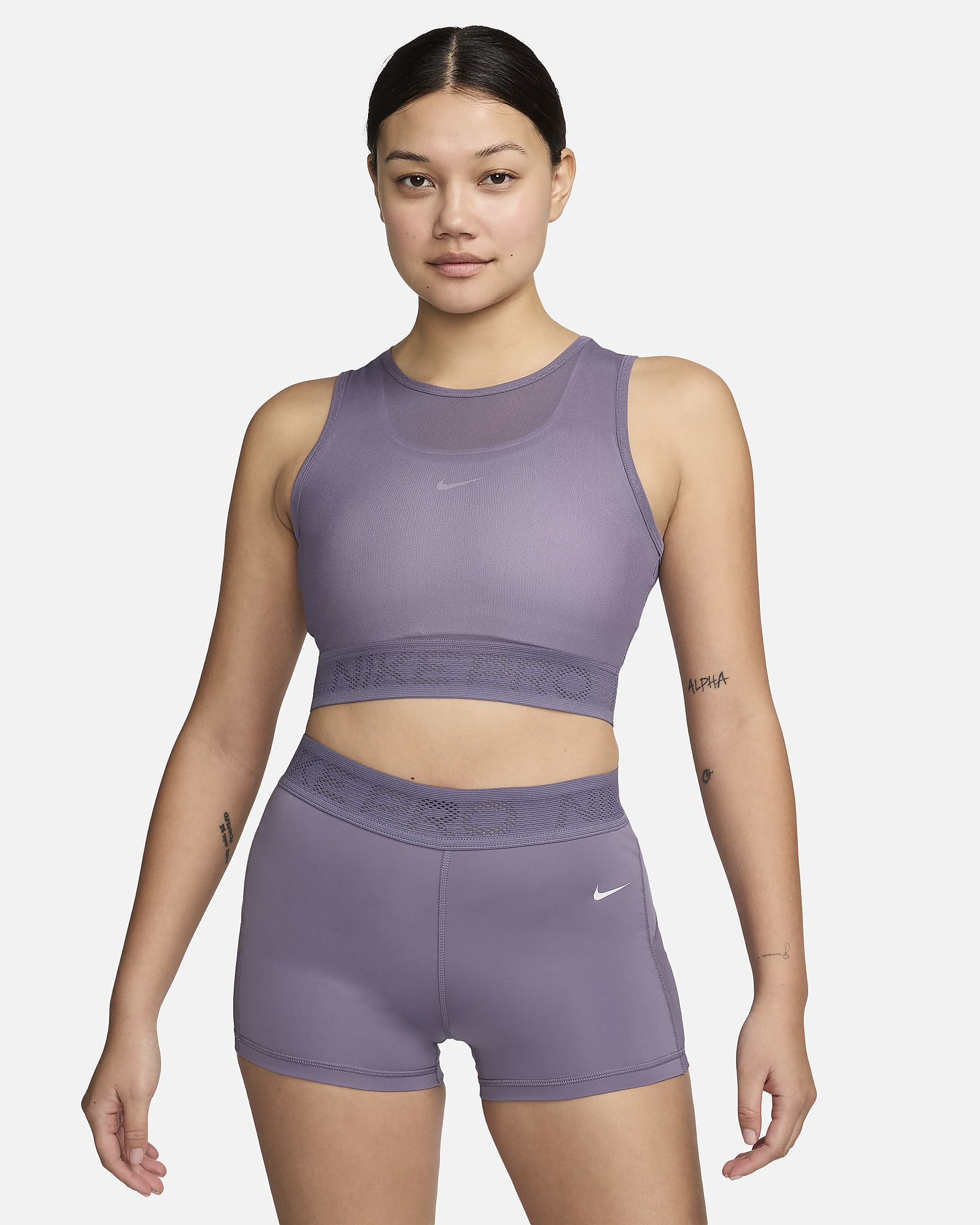 Camiseta de tirantes de malla para mujer Nike Pro - Alba/Blanco