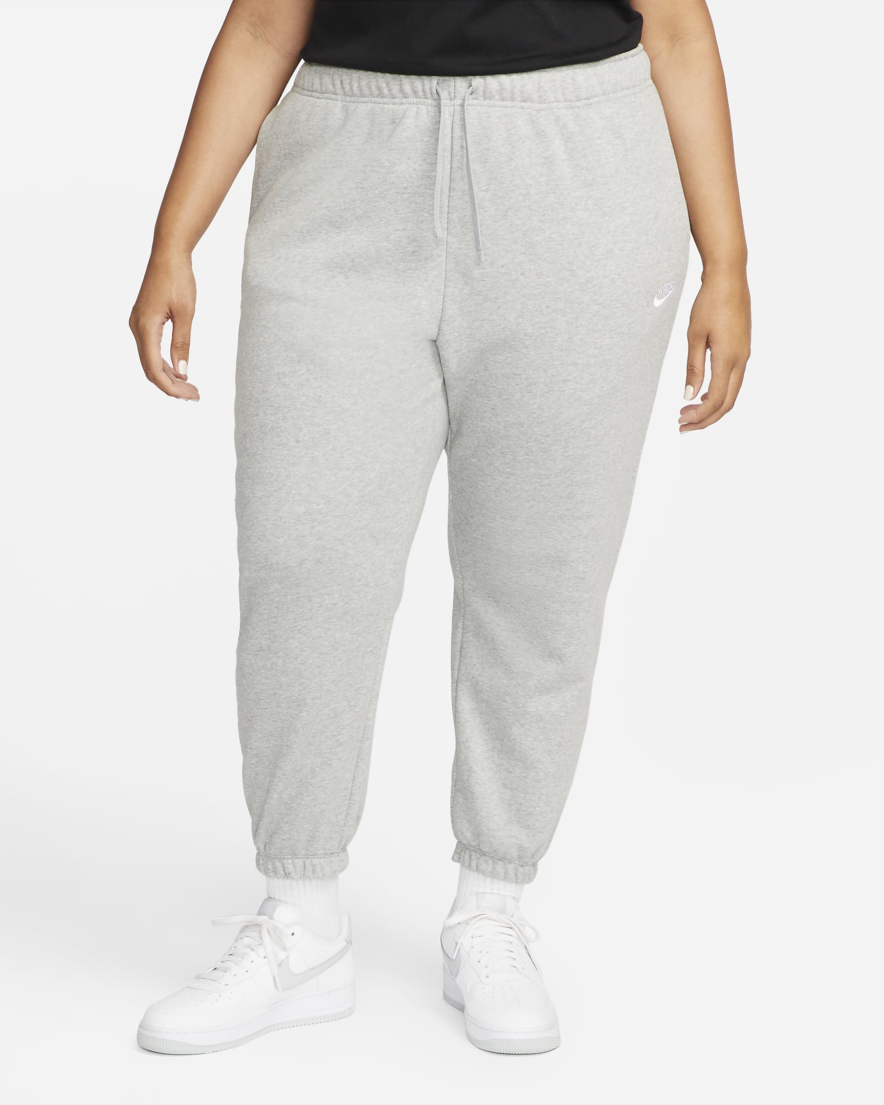 Nike Sportswear Club Fleece Women's Mid-Rise Oversized Sweatpants (Plus Size) - Dark Grey Heather/White