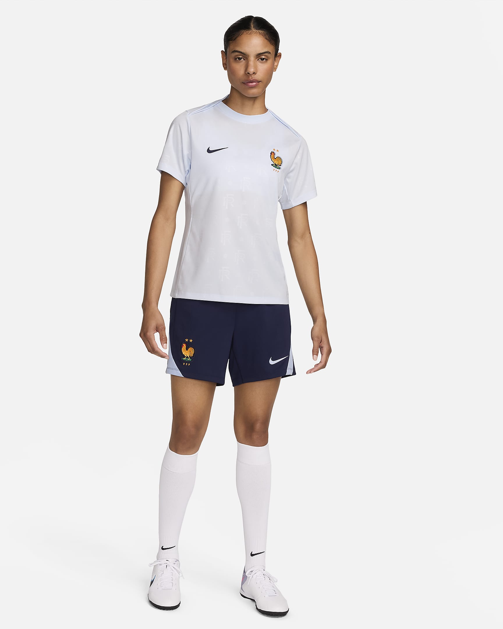 FFF Academy Pro Away Women's Nike Dri-FIT Football Pre-Match Top - Half Blue/Blackened Blue