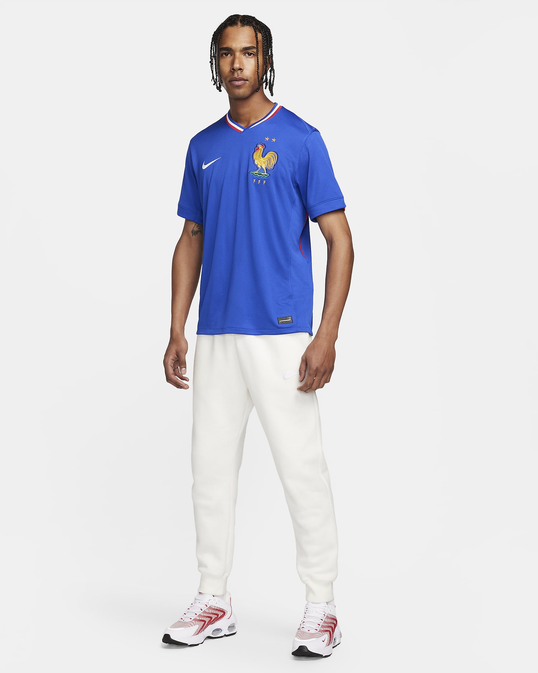 Maillot de foot replica Nike Dri-FIT FFF (Équipe masculine) 2024/25 Stadium Domicile pour homme - Bright Blue/University Red/Blanc