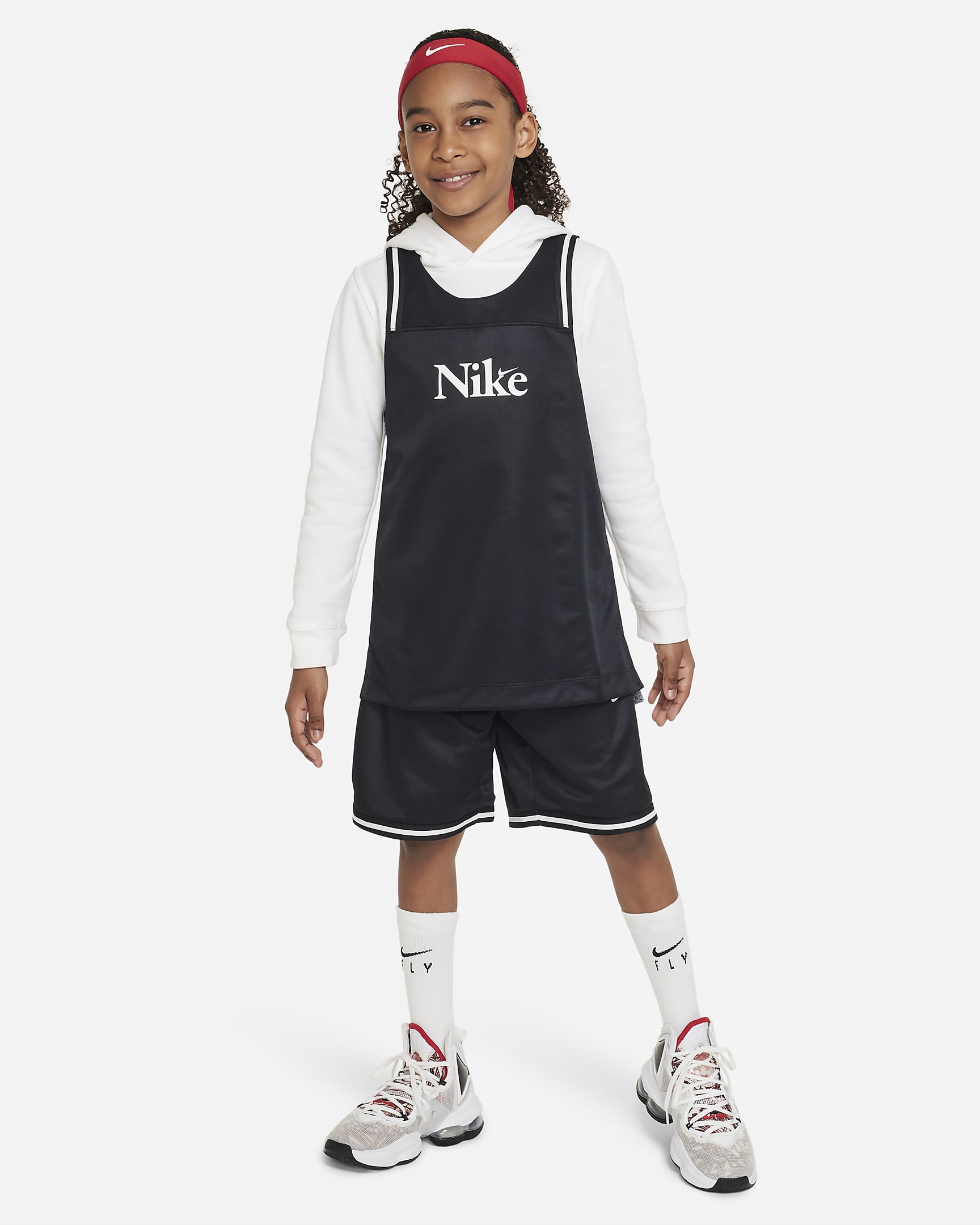 Nike Culture of Basketball Older Kids' Reversible Basketball Jersey - Black/Light Smoke Grey/White