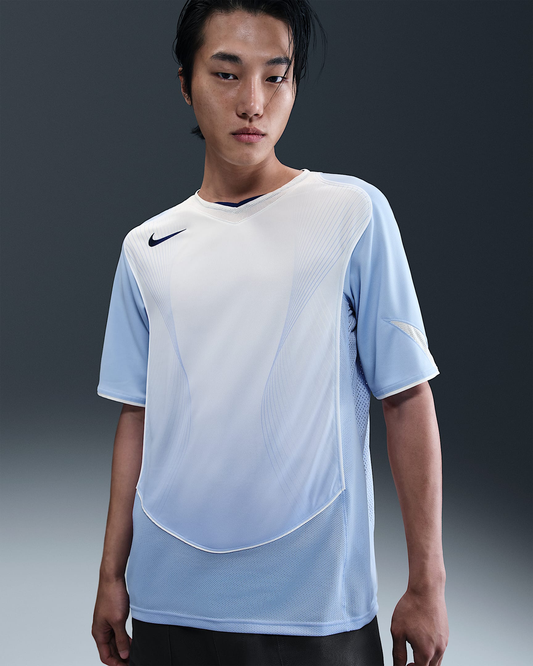 Nike Total 90 Men's Dri-FIT Short-Sleeve Football Shirt - Aluminium/Sail/Sail/Blue Void